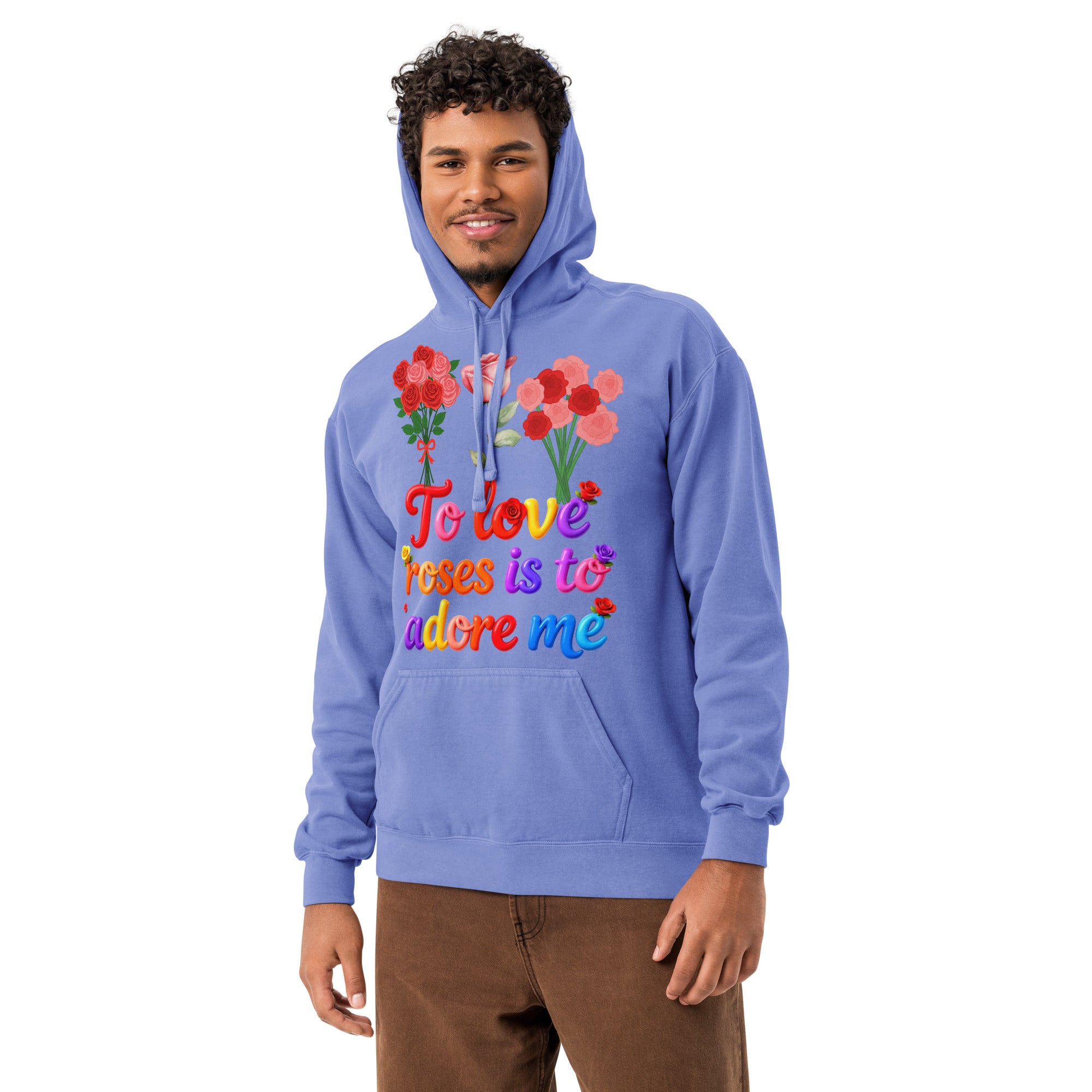 Unisex garment-dyed hoodie - Elite Rose Love Hoodie – Luxury for Visionary Tastemakers by printfluence.net