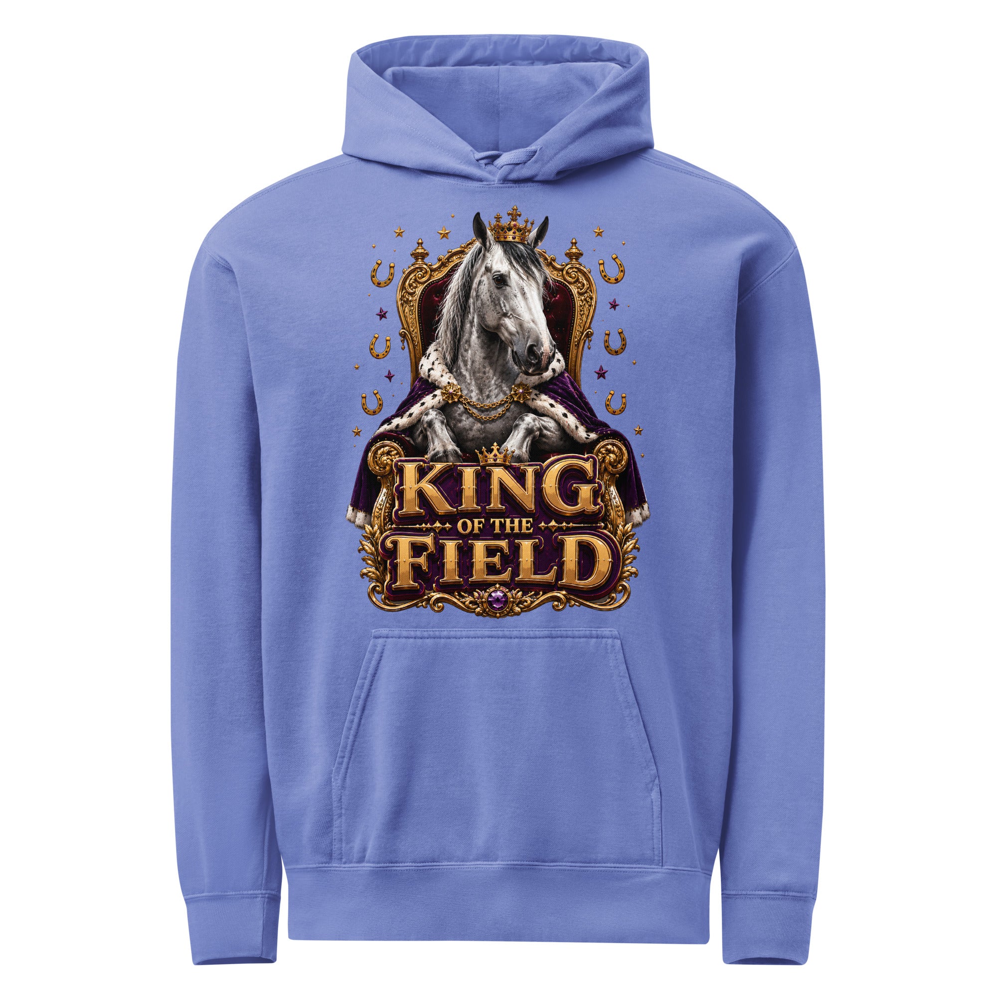 King of the Field Royal Horse Garment-Dyed Heavyweight Hoodie – Ultimate Horse Lovers Edition by printfluence.net