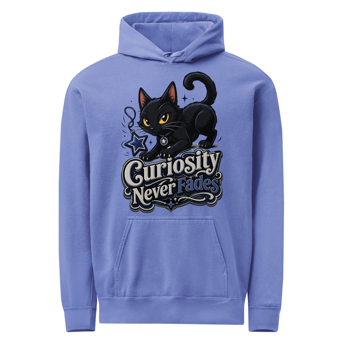 Curiosity Never Fades Cat Lovers Garment Dyed Hoodie by printfluence.net