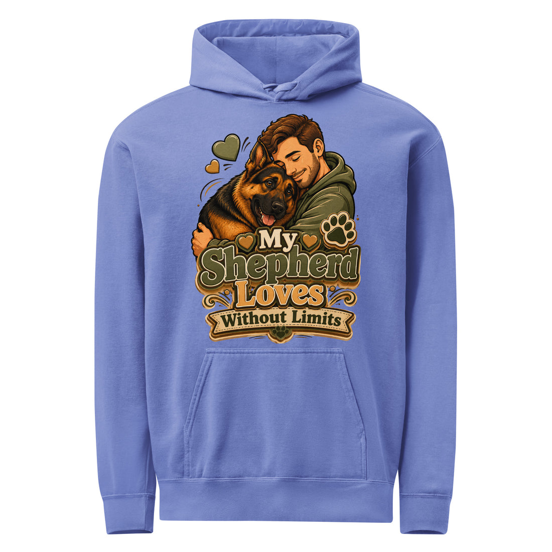 German Shepherd Loves Without Limits Garment-Dyed Hoodie by printfluence.net