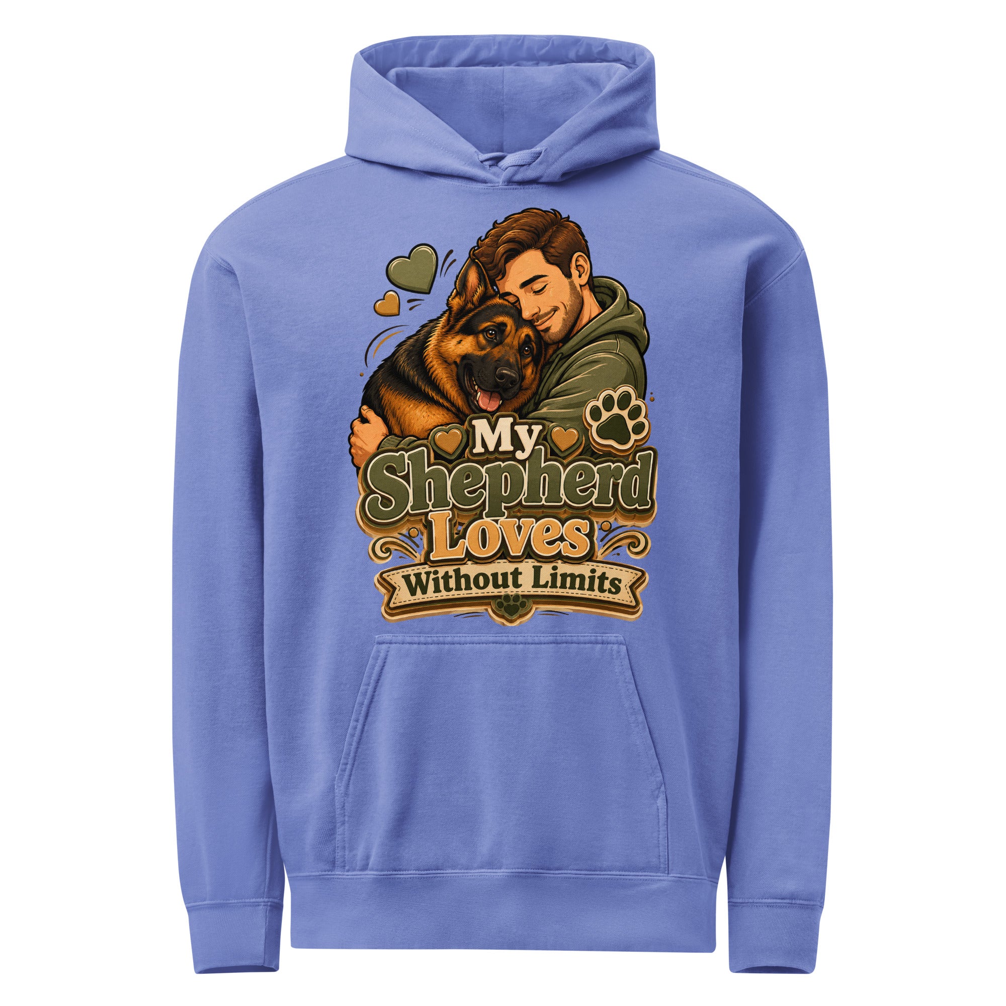 German Shepherd Loves Without Limits Garment-Dyed Hoodie by printfluence.net