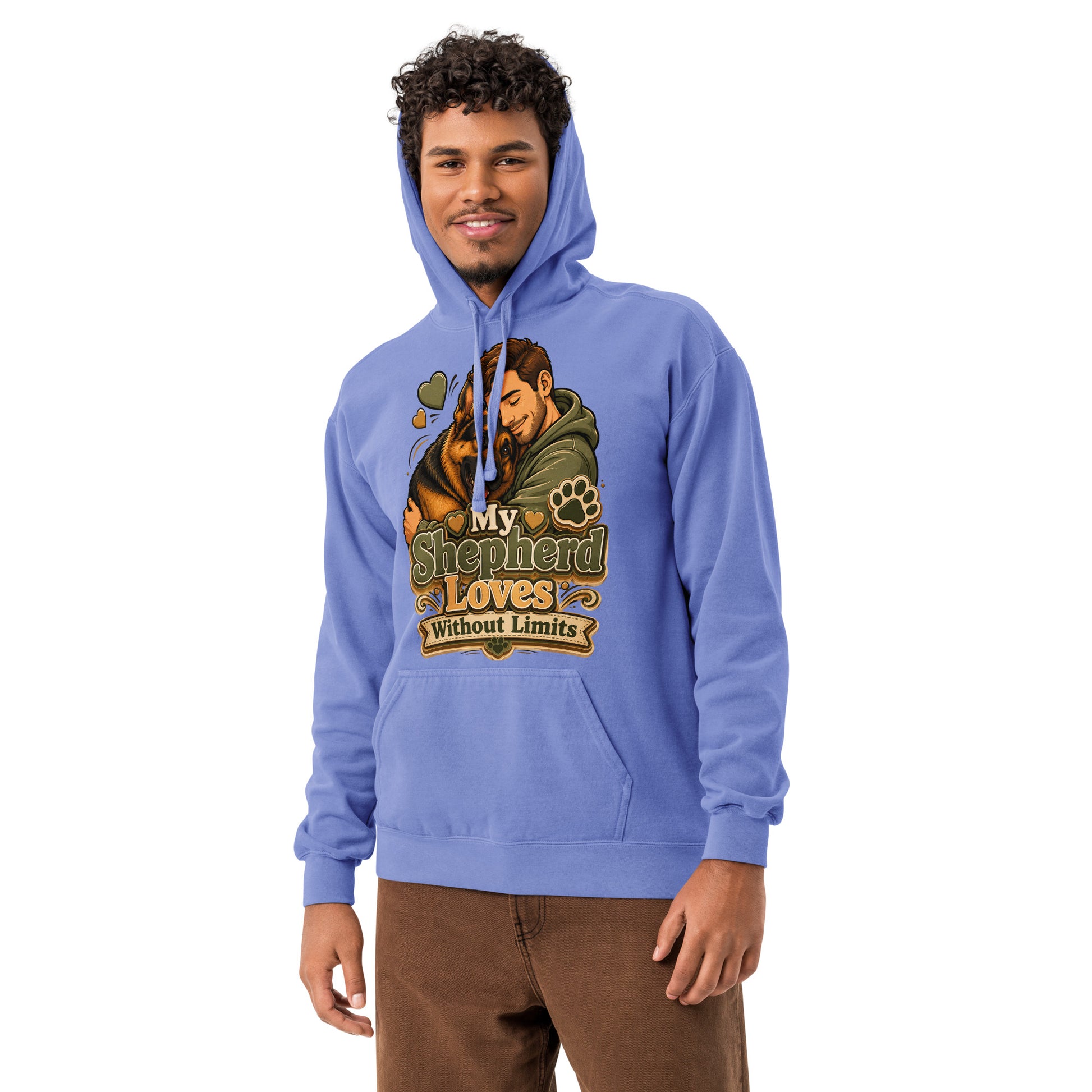 German Shepherd Loves Without Limits Garment-Dyed Hoodie by printfluence.net