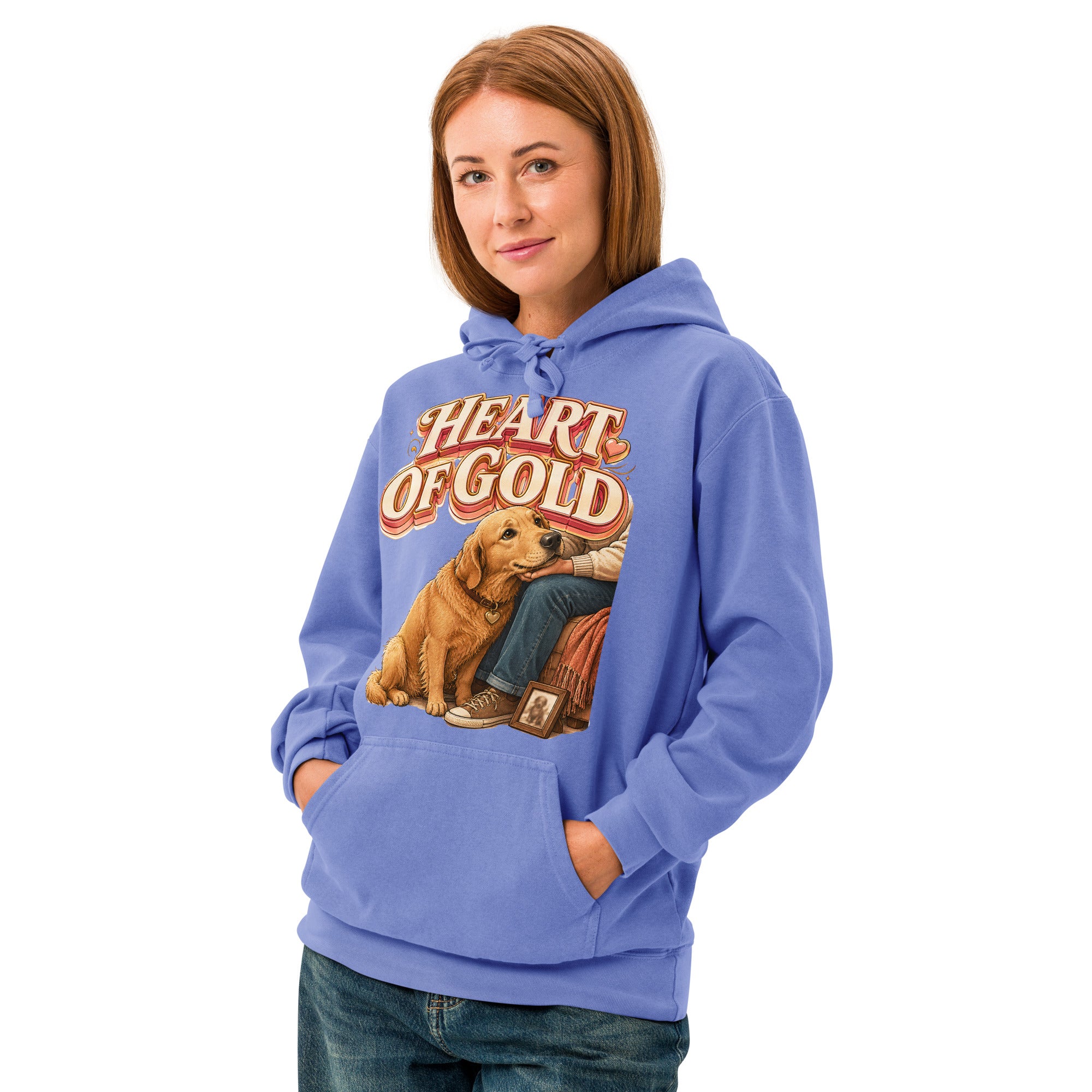 Golden Retriever Lovers Premium Garment-Dyed Hoodie - Heart Of Gold by printfluence.net