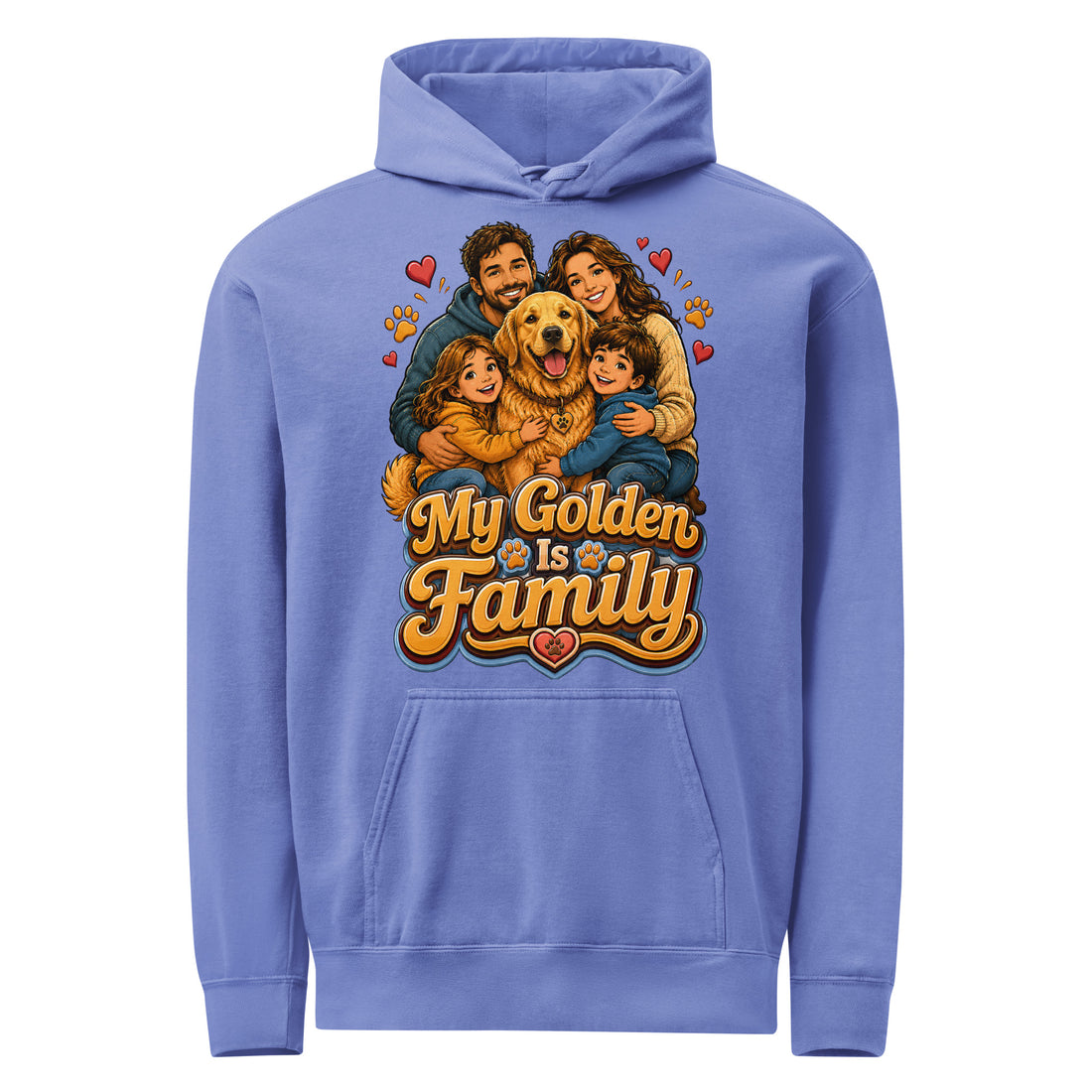 Golden Retriever Lovers Premium Garment-Dyed Hoodie - My Golden Is Family by printfluence.net
