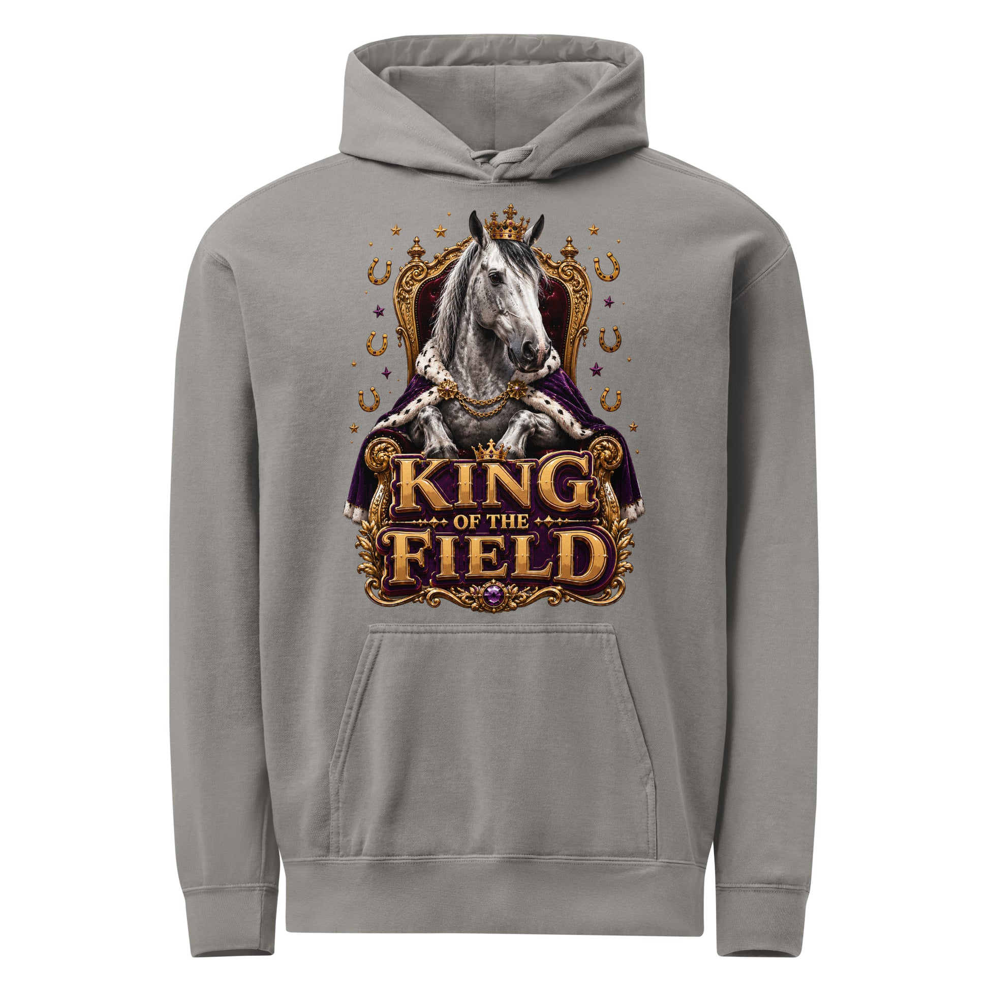 King of the Field Royal Horse Garment-Dyed Heavyweight Hoodie – Ultimate Horse Lovers Edition by printfluence.net