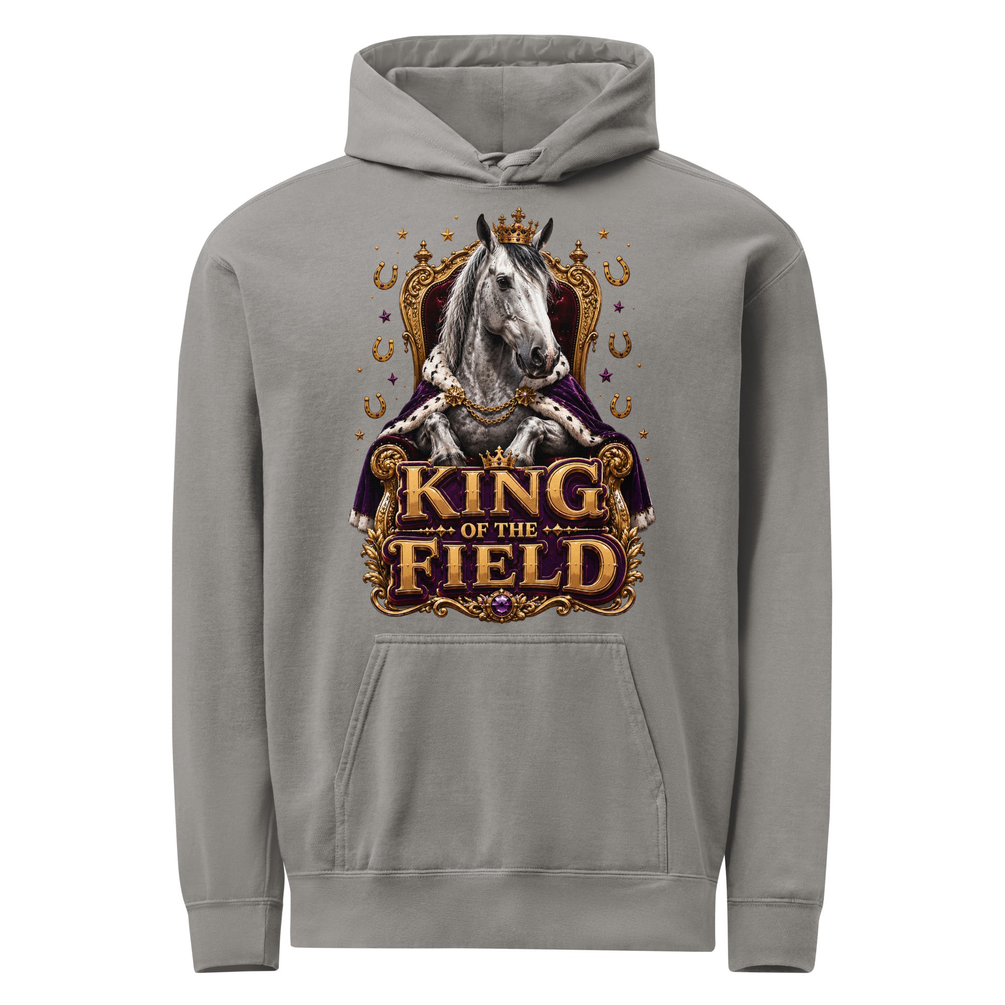 King of the Field Royal Horse Garment-Dyed Heavyweight Hoodie – Ultimate Horse Lovers Edition by printfluence.net