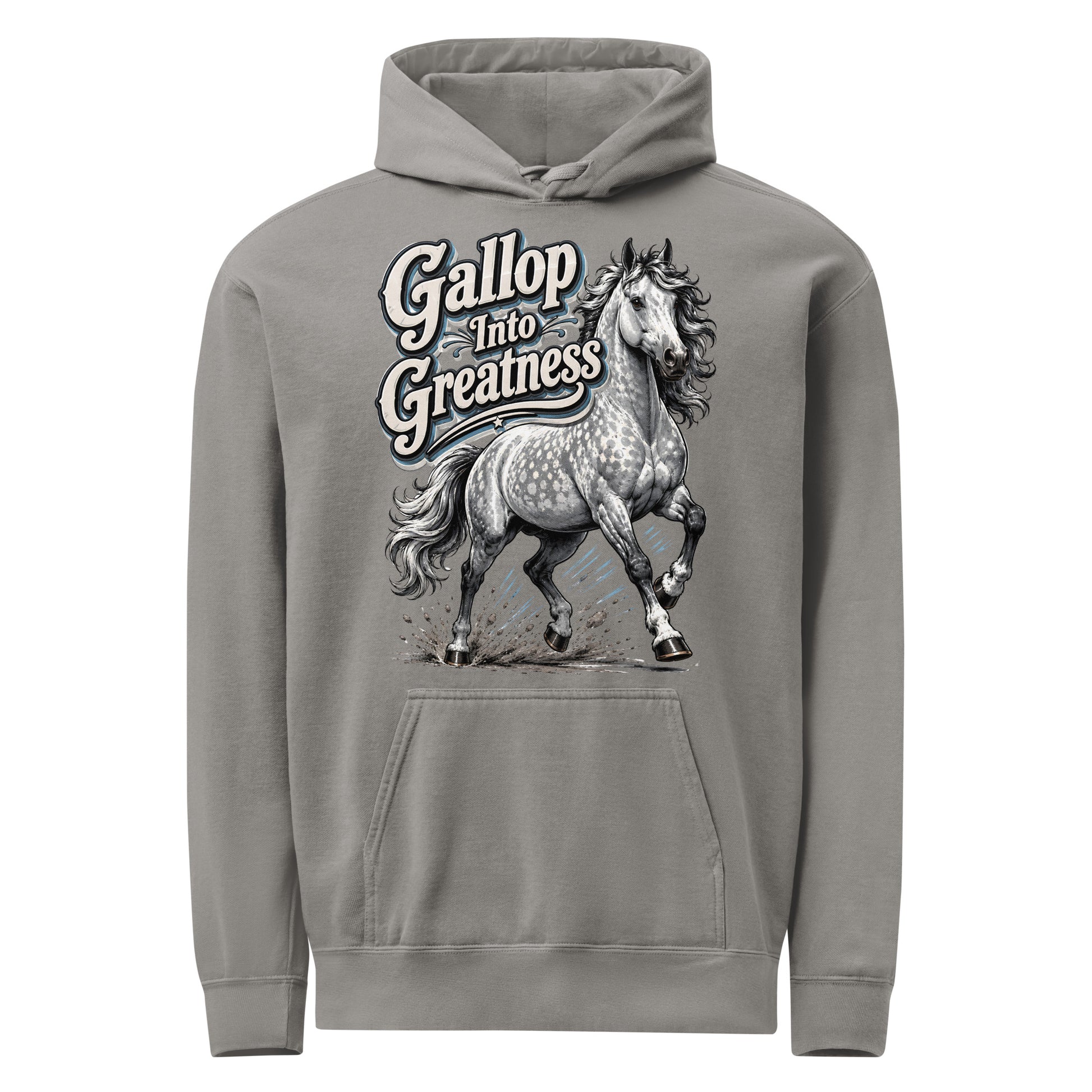 Gallop Into Greatness Horse Garment-Dyed Heavyweight Hoodie – Ultimate Horse Lovers Edition by printfluence.net