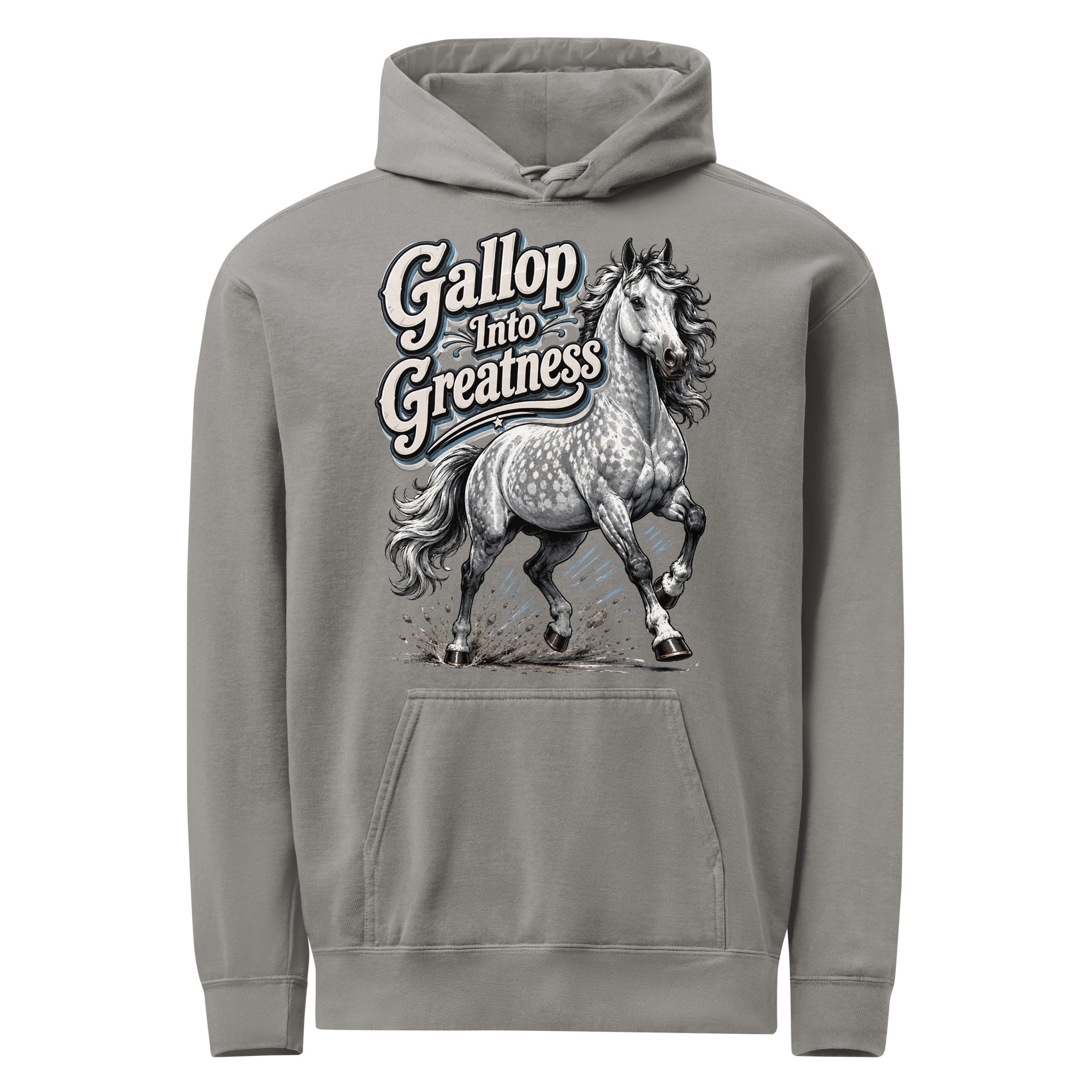 Gallop Into Greatness Horse Garment-Dyed Heavyweight Hoodie – Ultimate Horse Lovers Edition by printfluence.net
