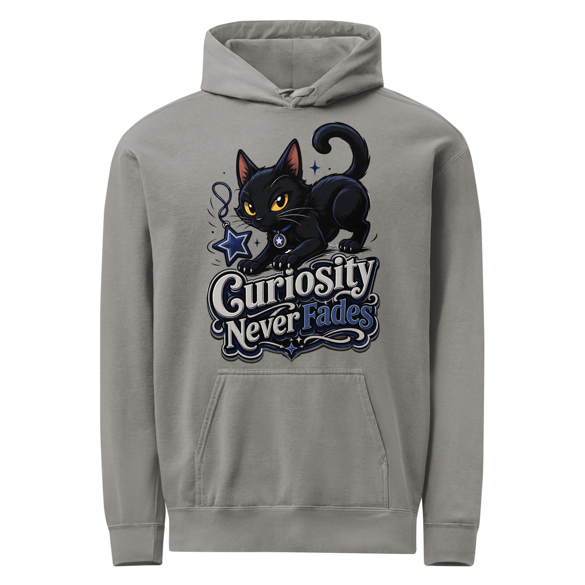 Curiosity Never Fades Cat Lovers Garment Dyed Hoodie by printfluence.net