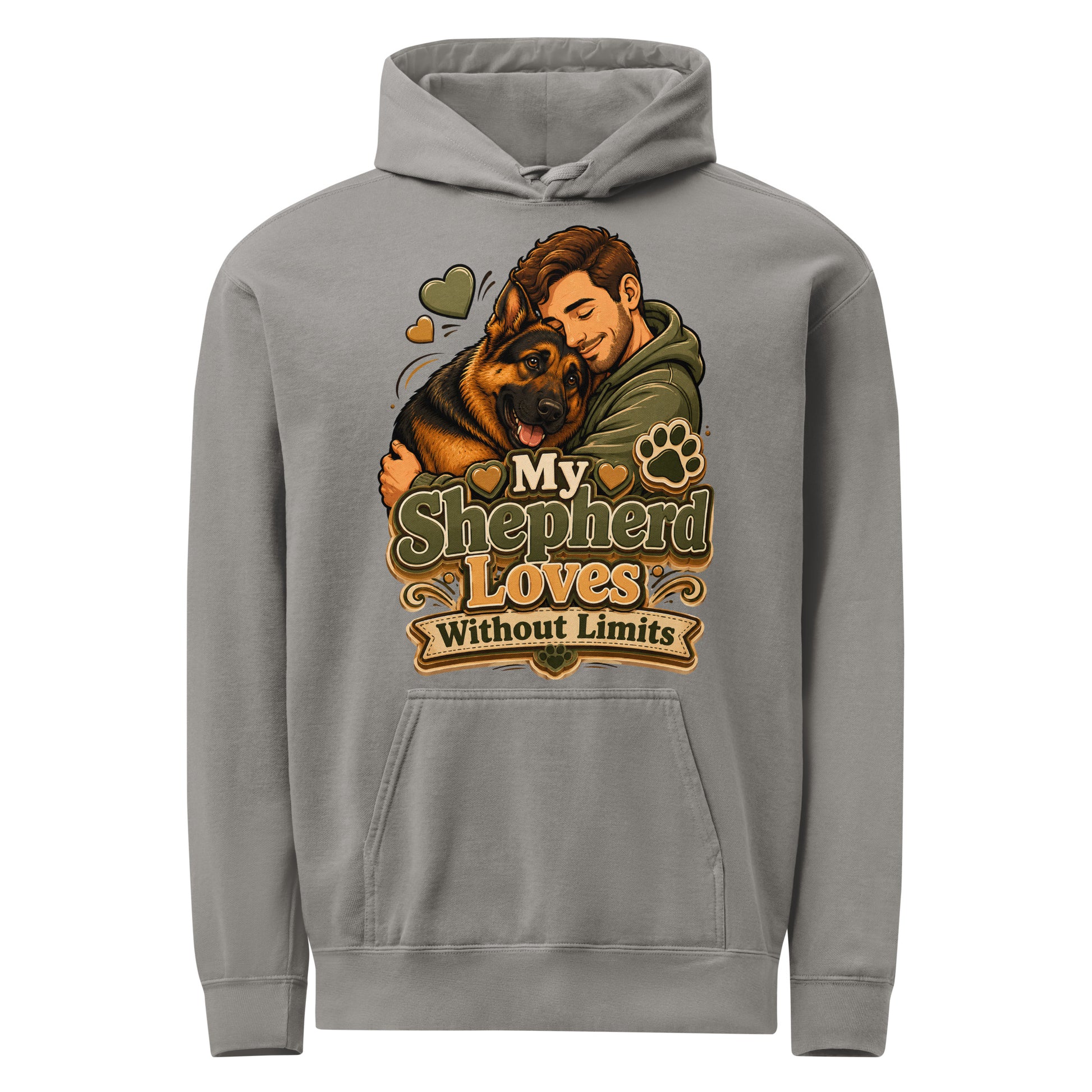 German Shepherd Loves Without Limits Garment-Dyed Hoodie by printfluence.net