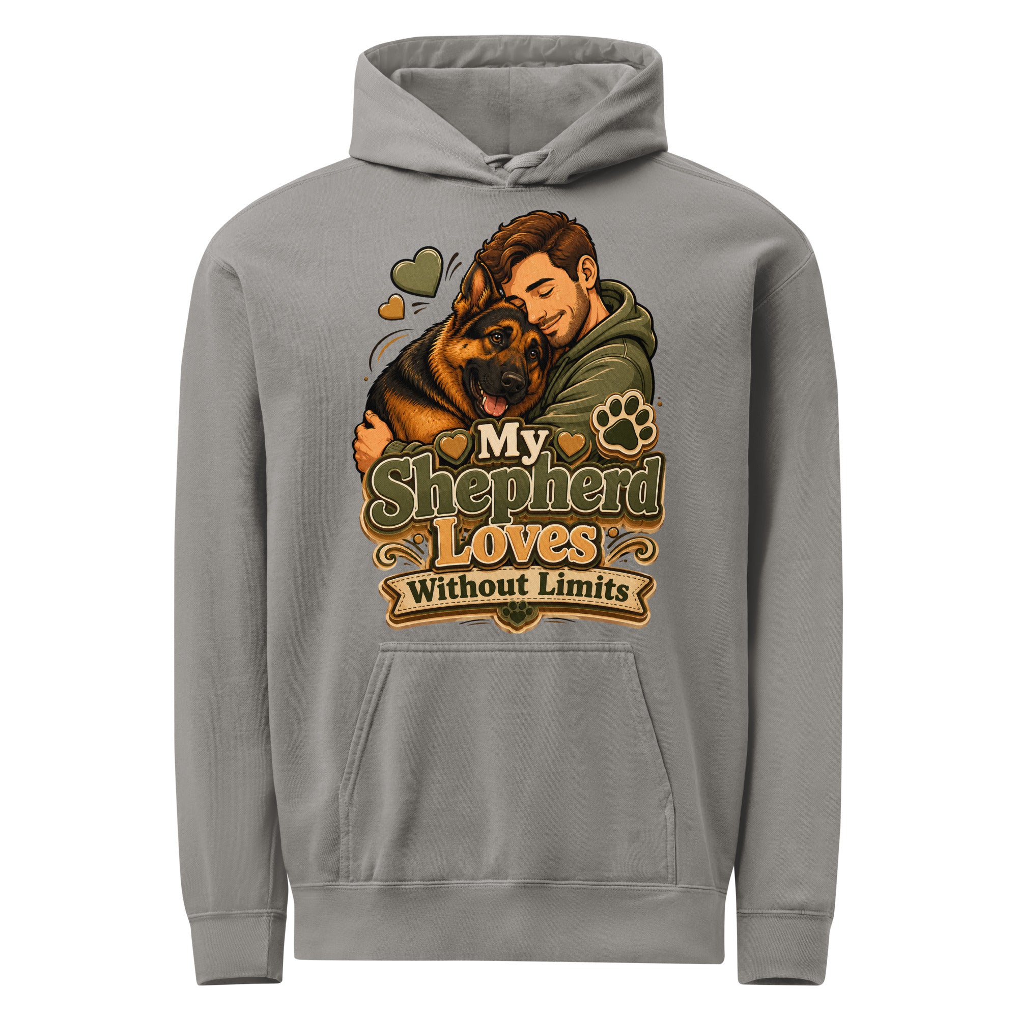 German Shepherd Loves Without Limits Garment-Dyed Hoodie by printfluence.net