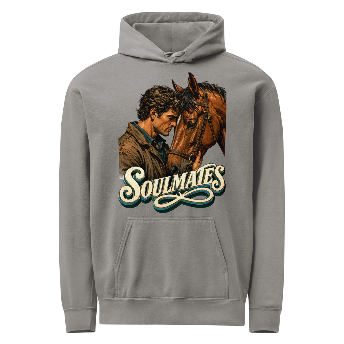 Soulmates Horse Garment-Dyed Hoodie - Horse Lovers Edition by printfluence.net