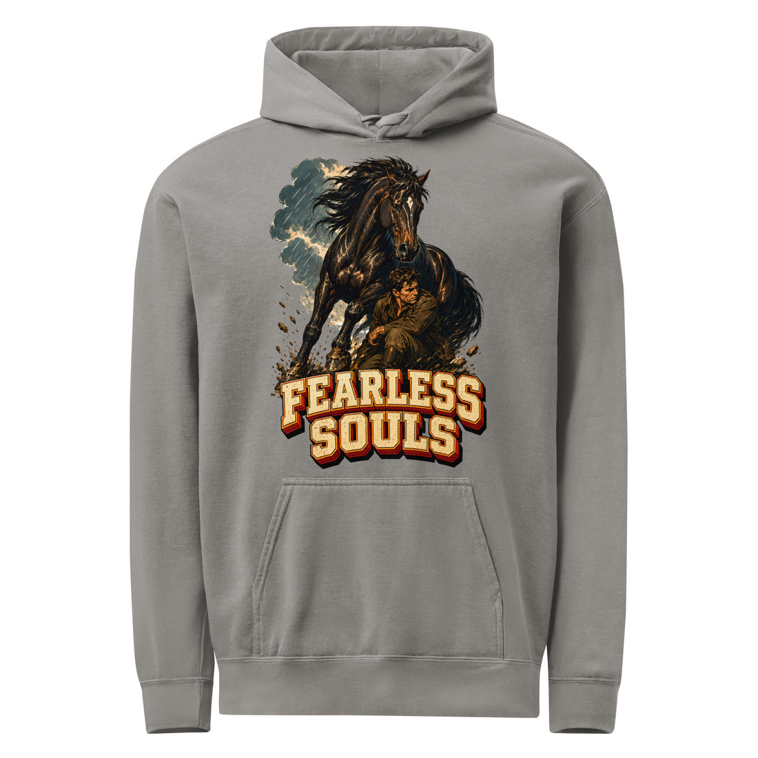 Fearless Souls Vintage Horse Garment-Dyed Hoodie - Horse Lovers Edition H-11 by printfluence.net