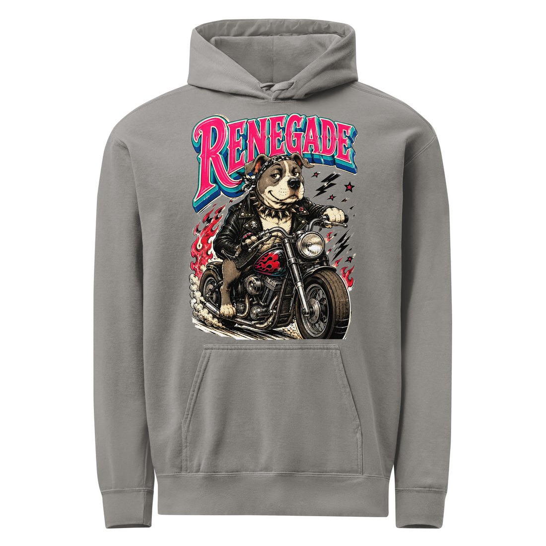 Pitbull Lovers | Unisex Garment-Dyed Hoodie - Renegade Biker Dog by printfluence.net
