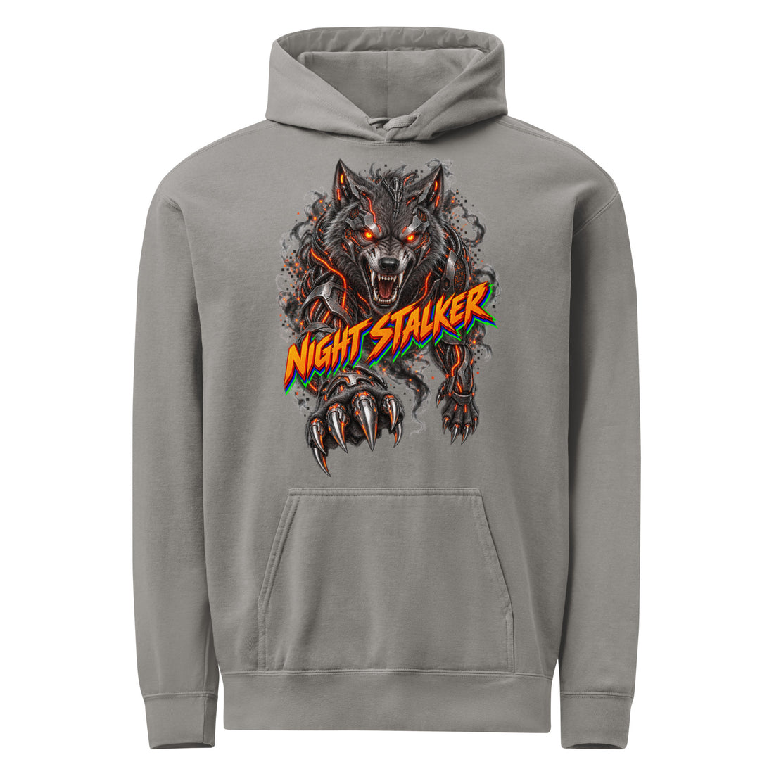 Cyberpunk Animals Lovers | Unisex Garment-Dyed Hooded Sweatshirt — NIGHT STALKER by printfluence