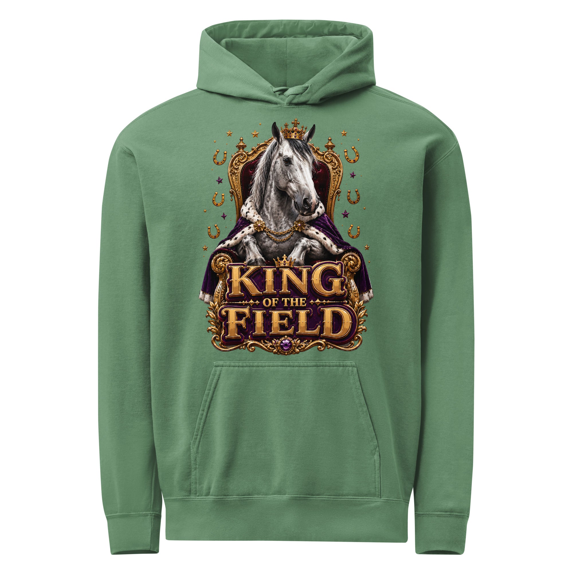 King of the Field Royal Horse Garment-Dyed Heavyweight Hoodie – Ultimate Horse Lovers Edition by printfluence.net