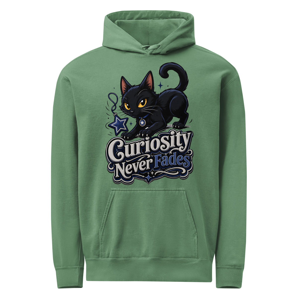 Curiosity Never Fades Cat Lovers Garment Dyed Hoodie by printfluence.net