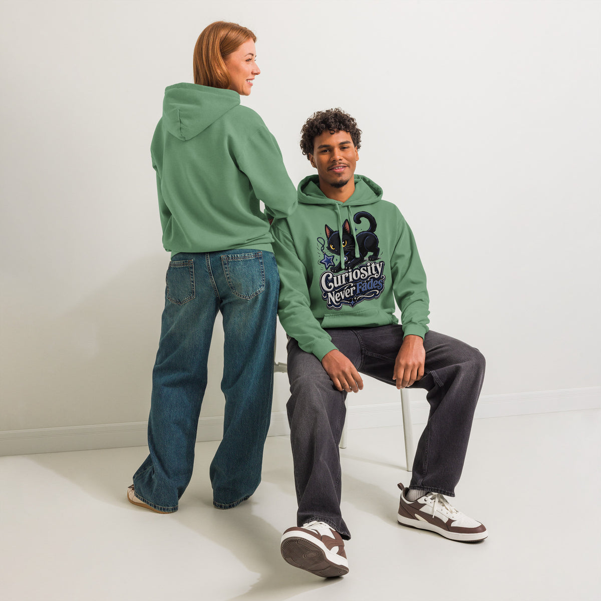 Curiosity Never Fades Cat Lovers Garment Dyed Hoodie by printfluence.net