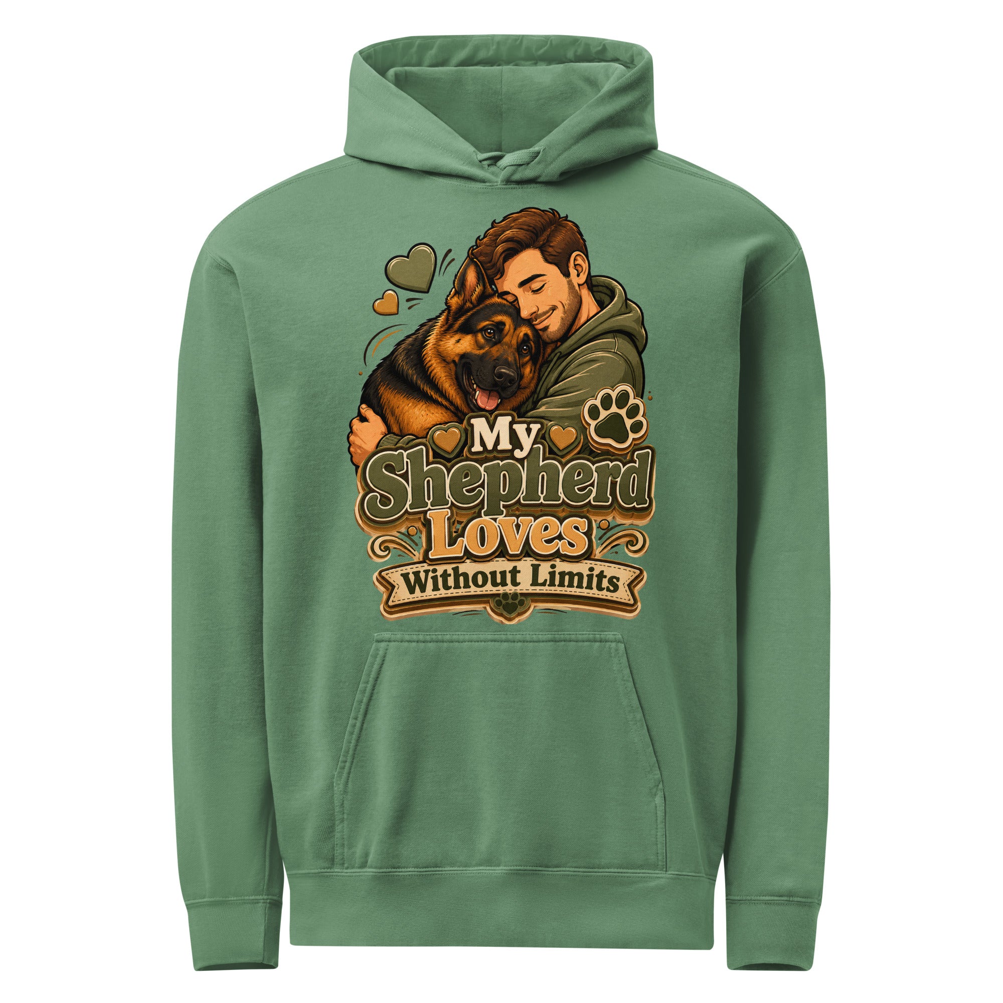 German Shepherd Loves Without Limits Garment-Dyed Hoodie by printfluence.net