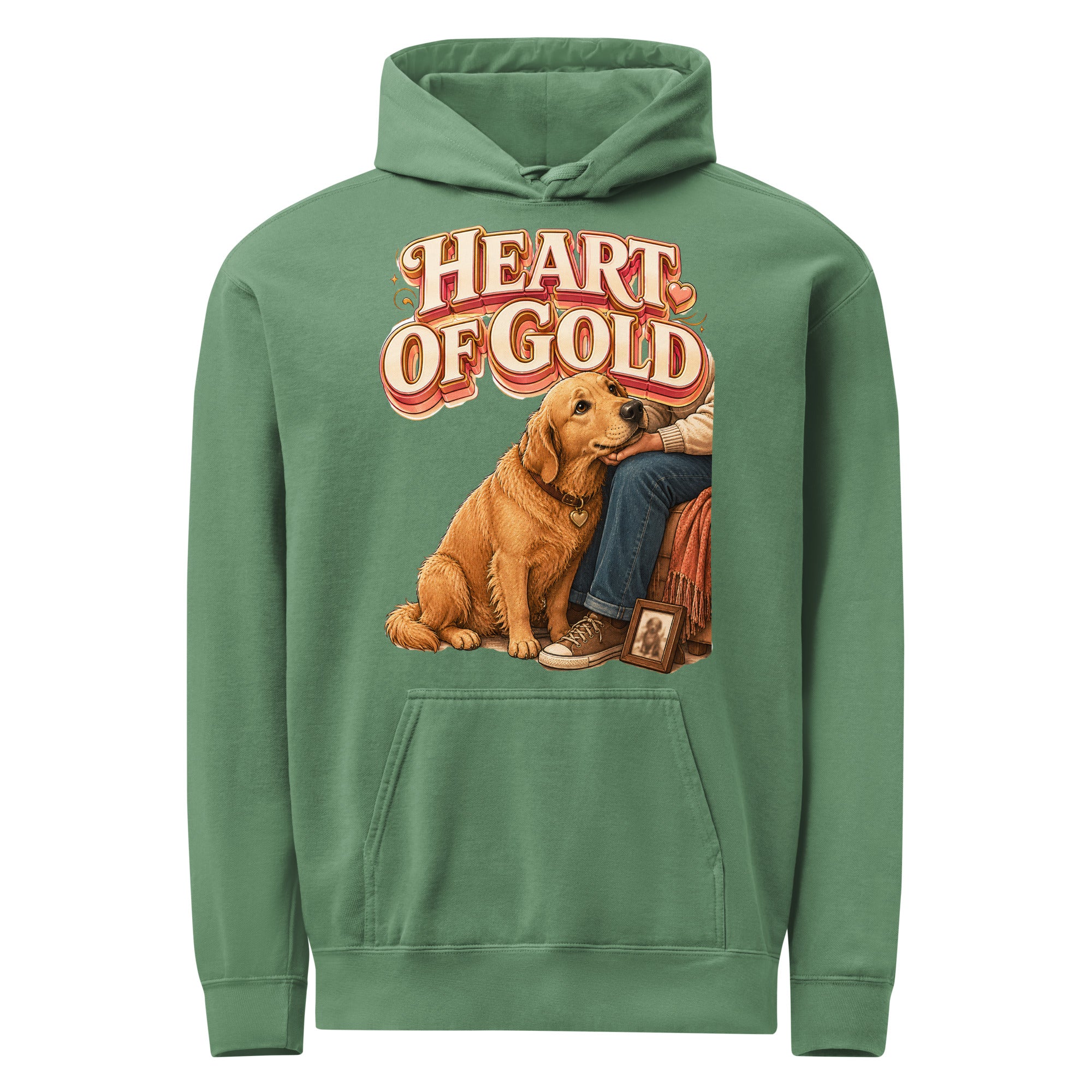 Golden Retriever Lovers Premium Garment-Dyed Hoodie - Heart Of Gold by printfluence.net