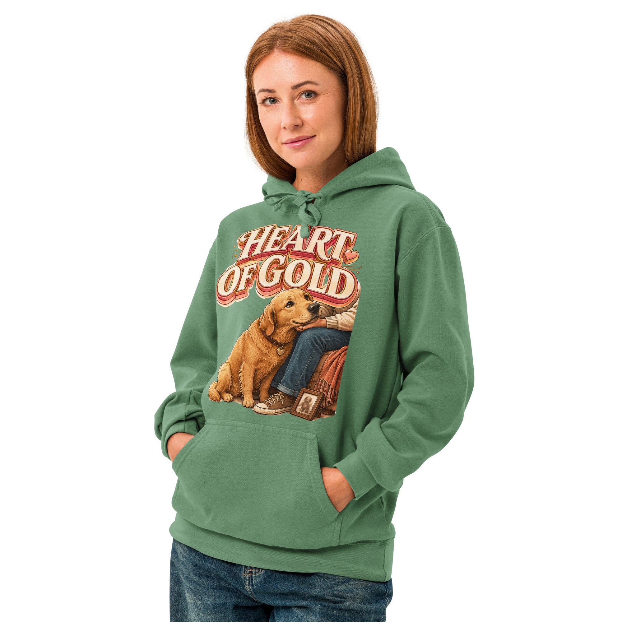 Golden Retriever Lovers Premium Garment-Dyed Hoodie - Heart Of Gold by printfluence.net