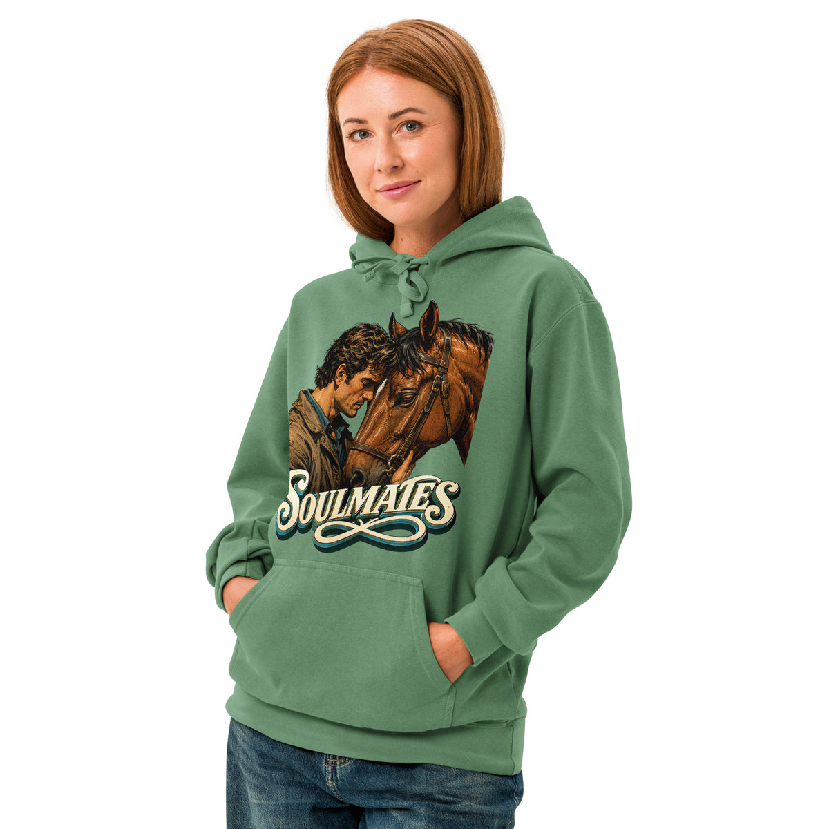 Soulmates Horse Garment-Dyed Hoodie - Horse Lovers Edition by printfluence.net