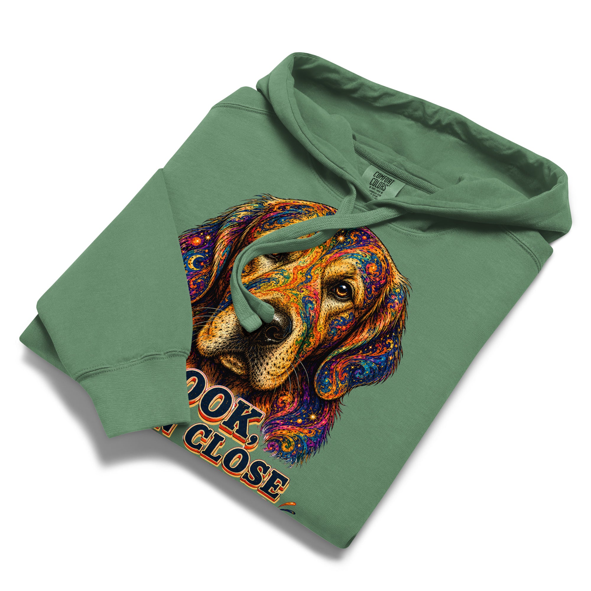 Starry Golden Retriever Lovers Garment-Dyed Hoodie - Look Then Close Your Eyes H-11 by printfluence.net