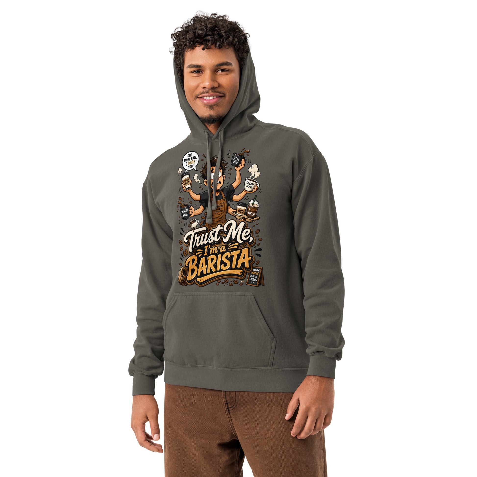 Coffee Lovers Unisex Garment-Dyed Hoodie - Emotionally Attached To Coffee! by printfluence.net