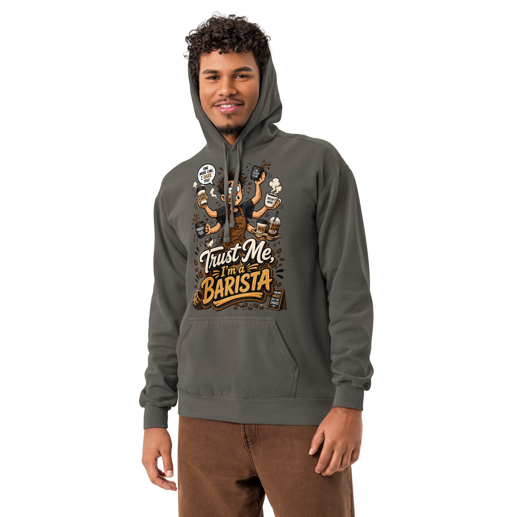 Coffee Lovers Unisex Garment-Dyed Hoodie - Emotionally Attached To Coffee! by printfluence.net