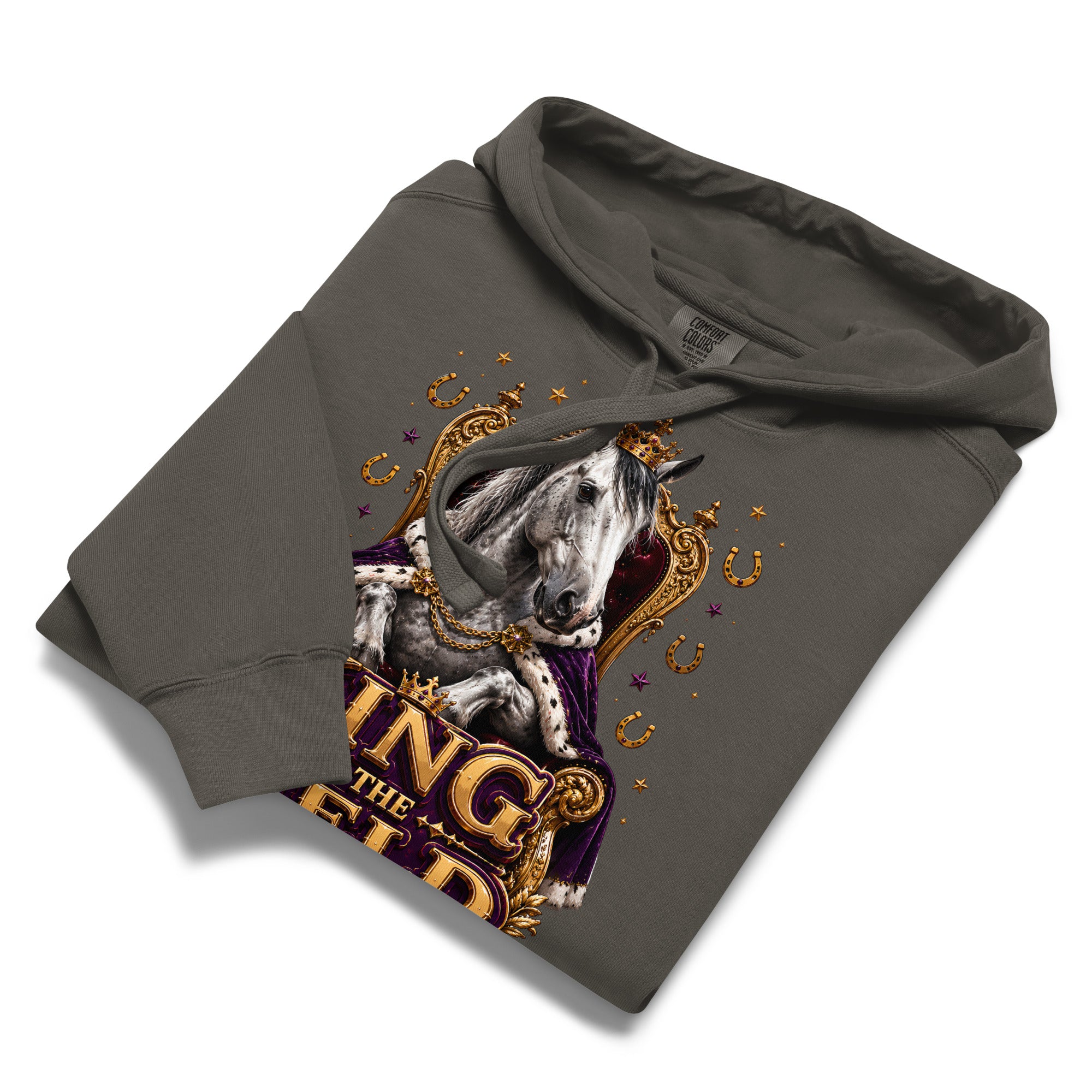 King of the Field Royal Horse Garment-Dyed Heavyweight Hoodie – Ultimate Horse Lovers Edition by printfluence.net