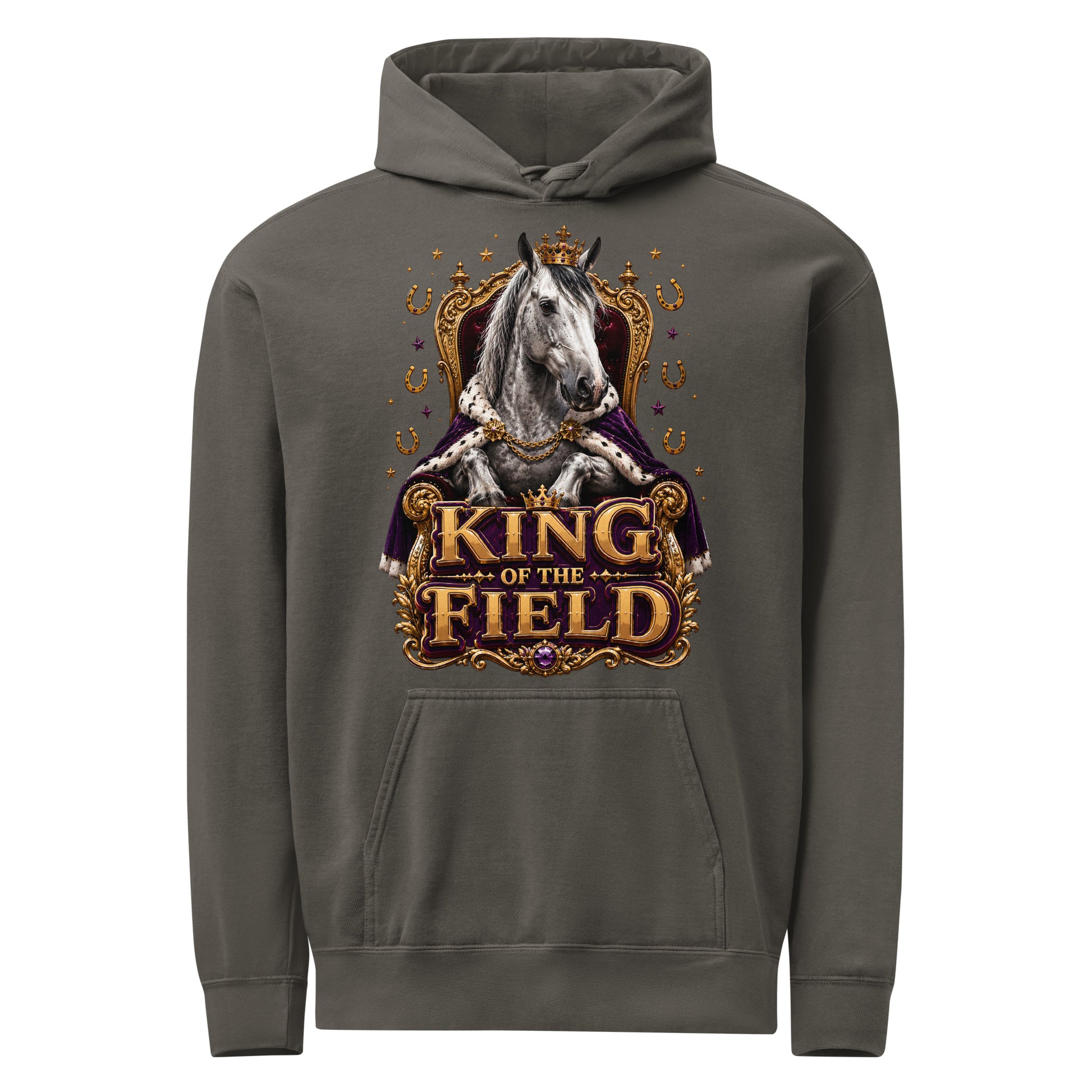 King of the Field Royal Horse Garment-Dyed Heavyweight Hoodie – Ultimate Horse Lovers Edition by printfluence.net