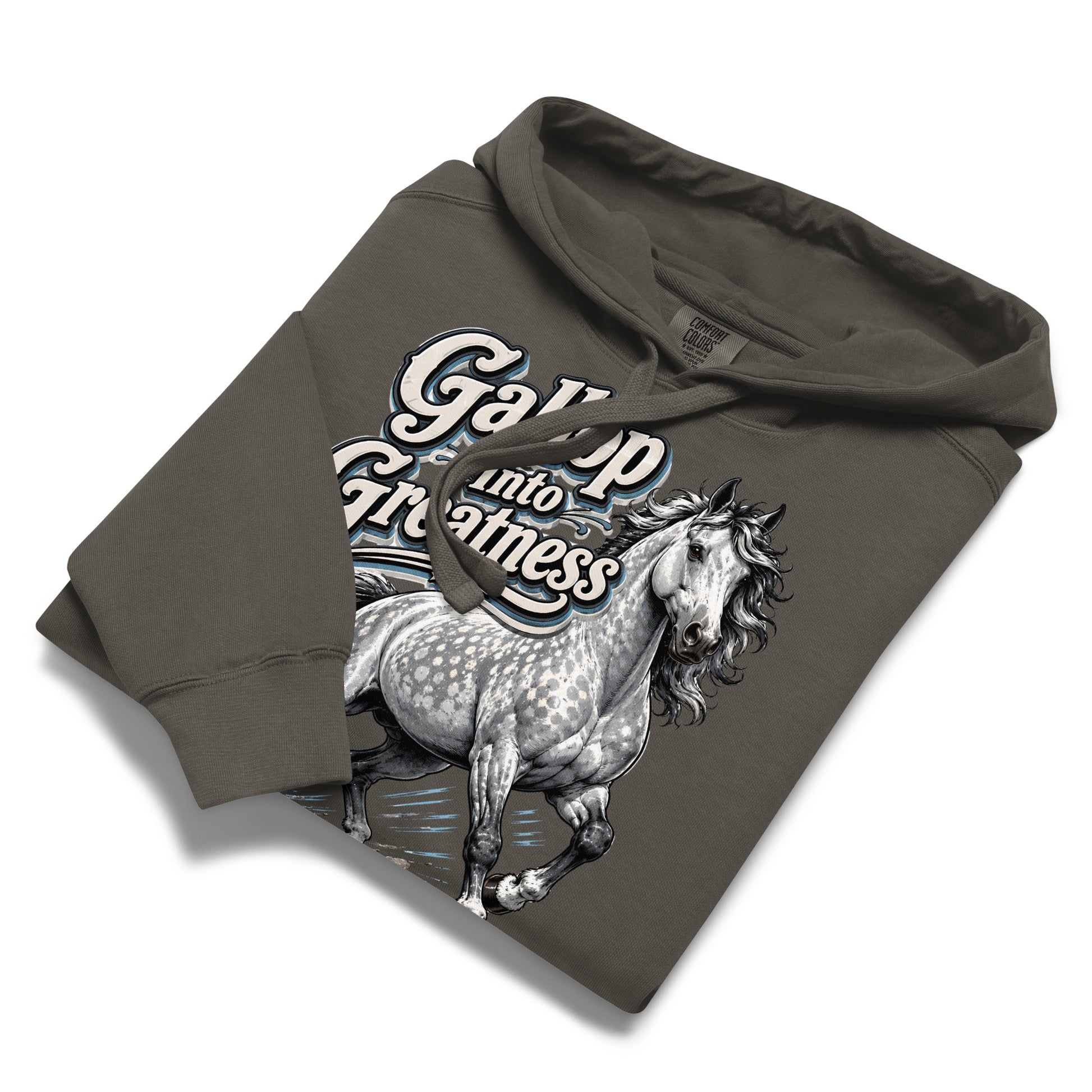Gallop Into Greatness Horse Garment-Dyed Heavyweight Hoodie – Ultimate Horse Lovers Edition by printfluence.net