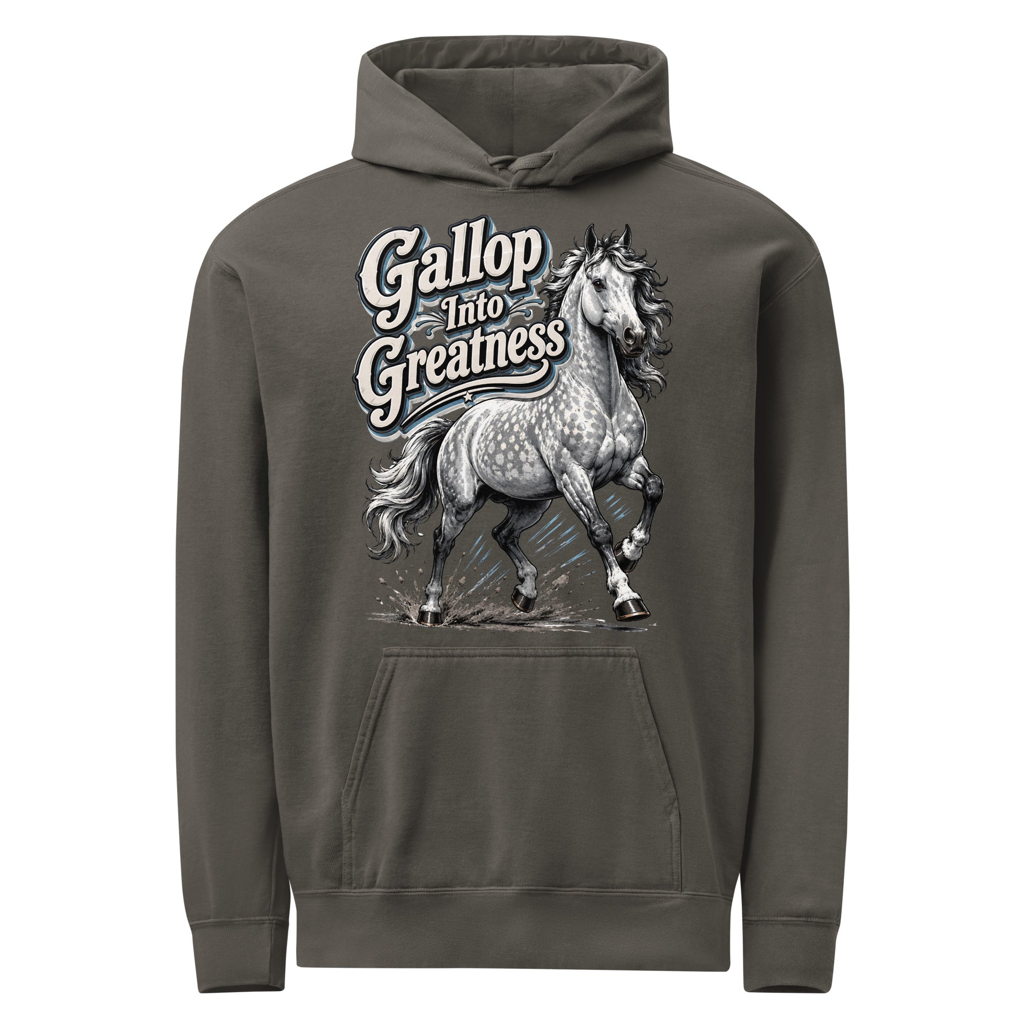 Gallop Into Greatness Horse Garment-Dyed Heavyweight Hoodie – Ultimate Horse Lovers Edition by printfluence.net