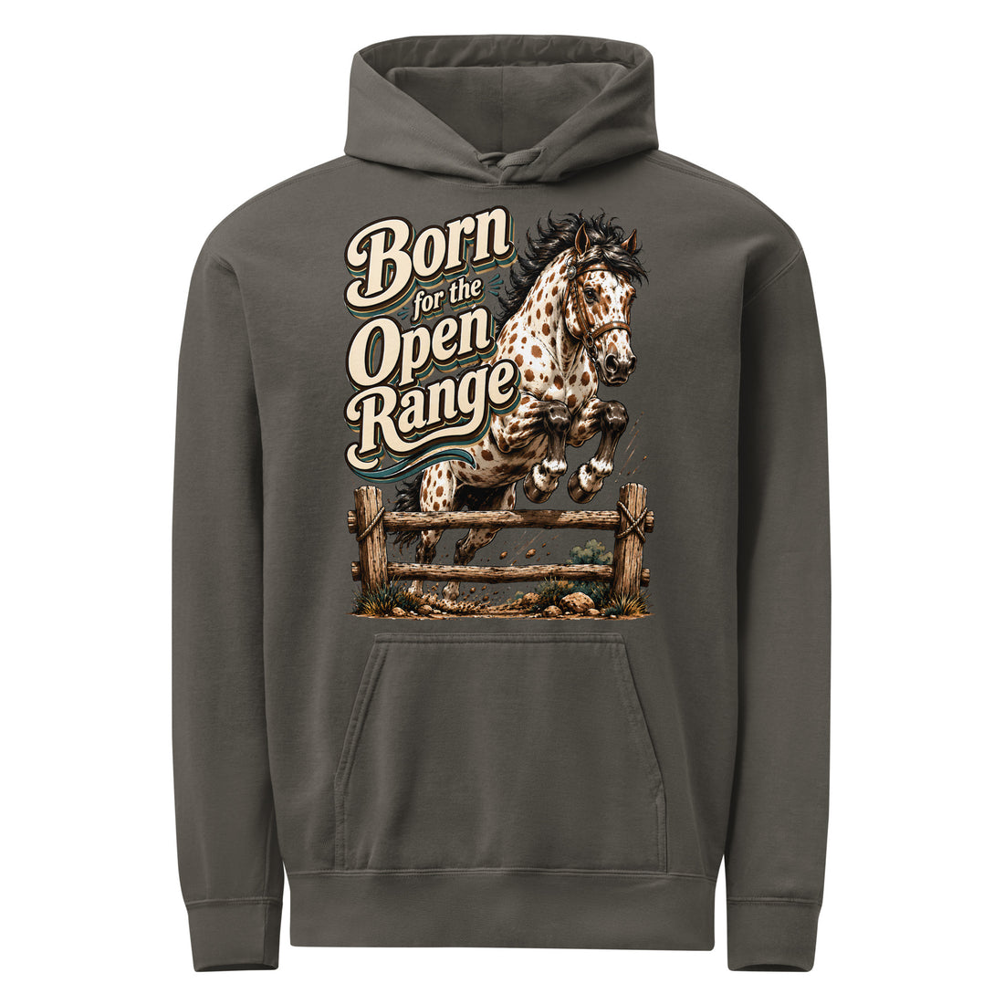 Born for the Open Range Horse Garment-Dyed Heavyweight Hoodie – Ultimate Horse Lovers Edition by printfluence.net