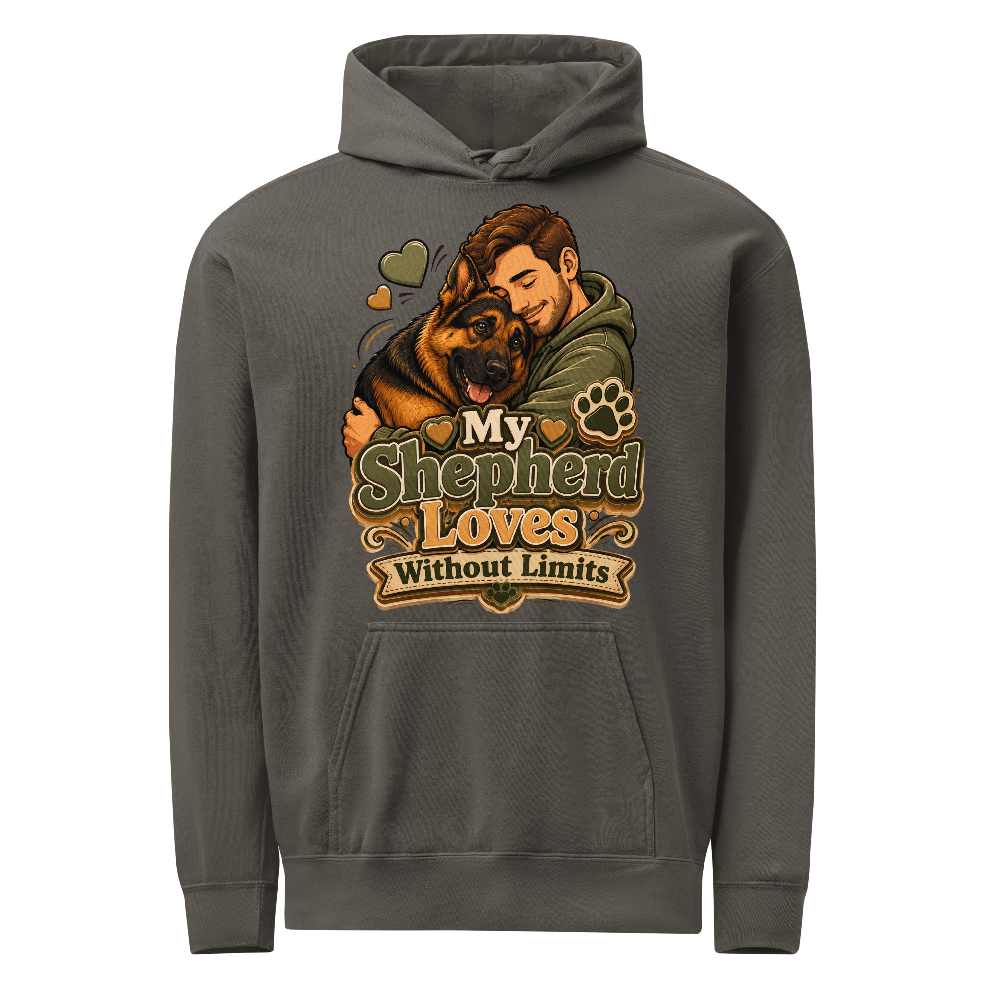 German Shepherd Loves Without Limits Garment-Dyed Hoodie by printfluence.net