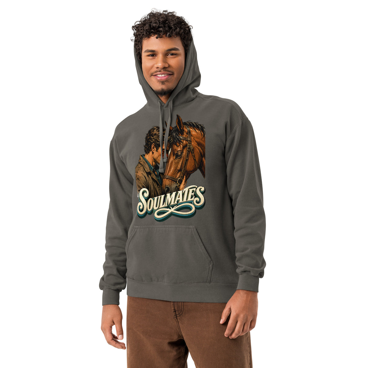 Soulmates Horse Garment-Dyed Hoodie - Horse Lovers Edition by printfluence.net