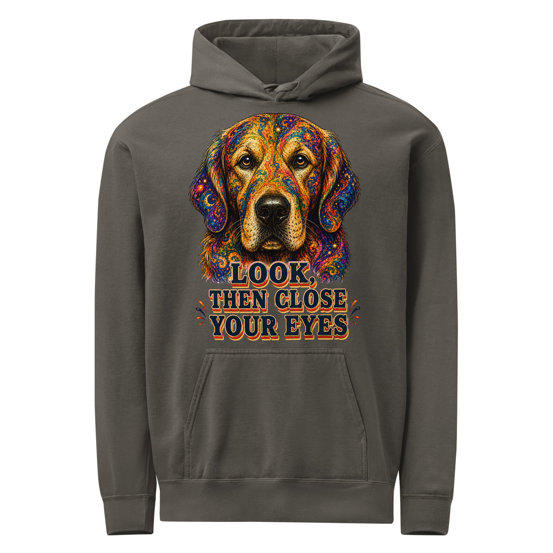 Starry Golden Retriever Lovers Garment-Dyed Hoodie - Look Then Close Your Eyes H-11 by printfluence.net