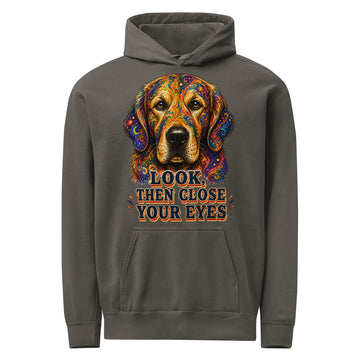 Starry Golden Retriever Lovers Garment-Dyed Hoodie - Look Then Close Your Eyes H-11 by printfluence.net