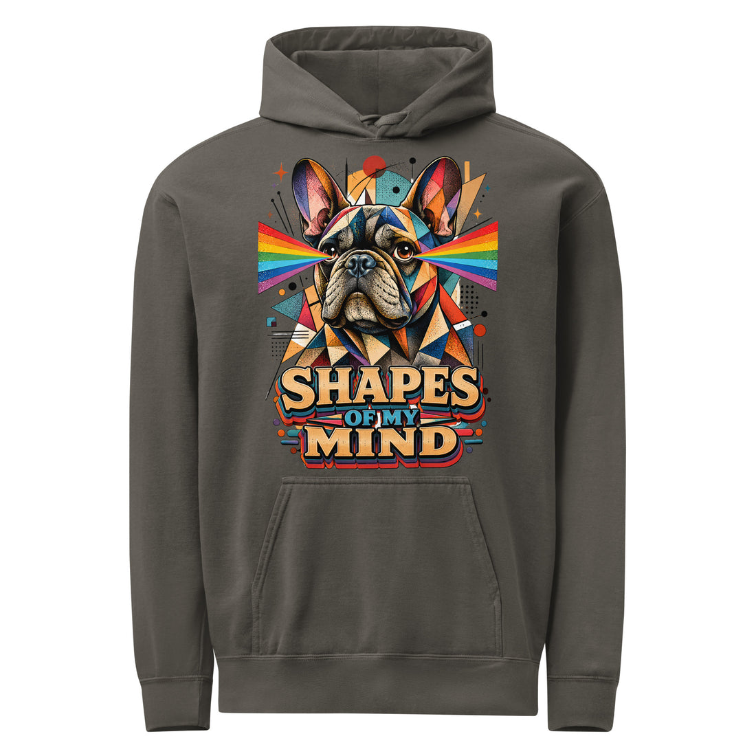 Geometric Frenchie Garment-Dyed Hoodie - Abstract French Bulldog Lovers Pullover H-11 by printfluence.net