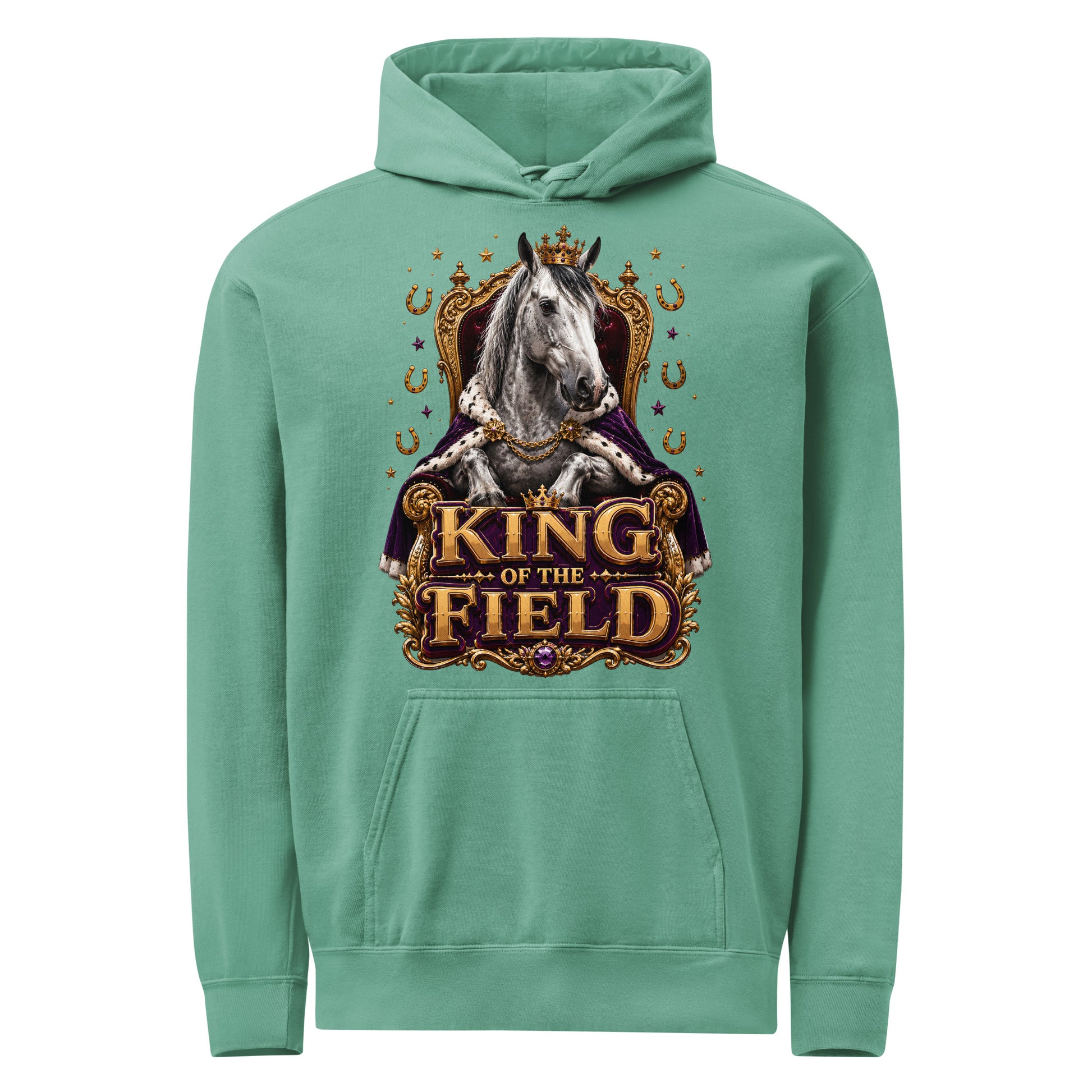 King of the Field Royal Horse Garment-Dyed Heavyweight Hoodie – Ultimate Horse Lovers Edition by printfluence.net