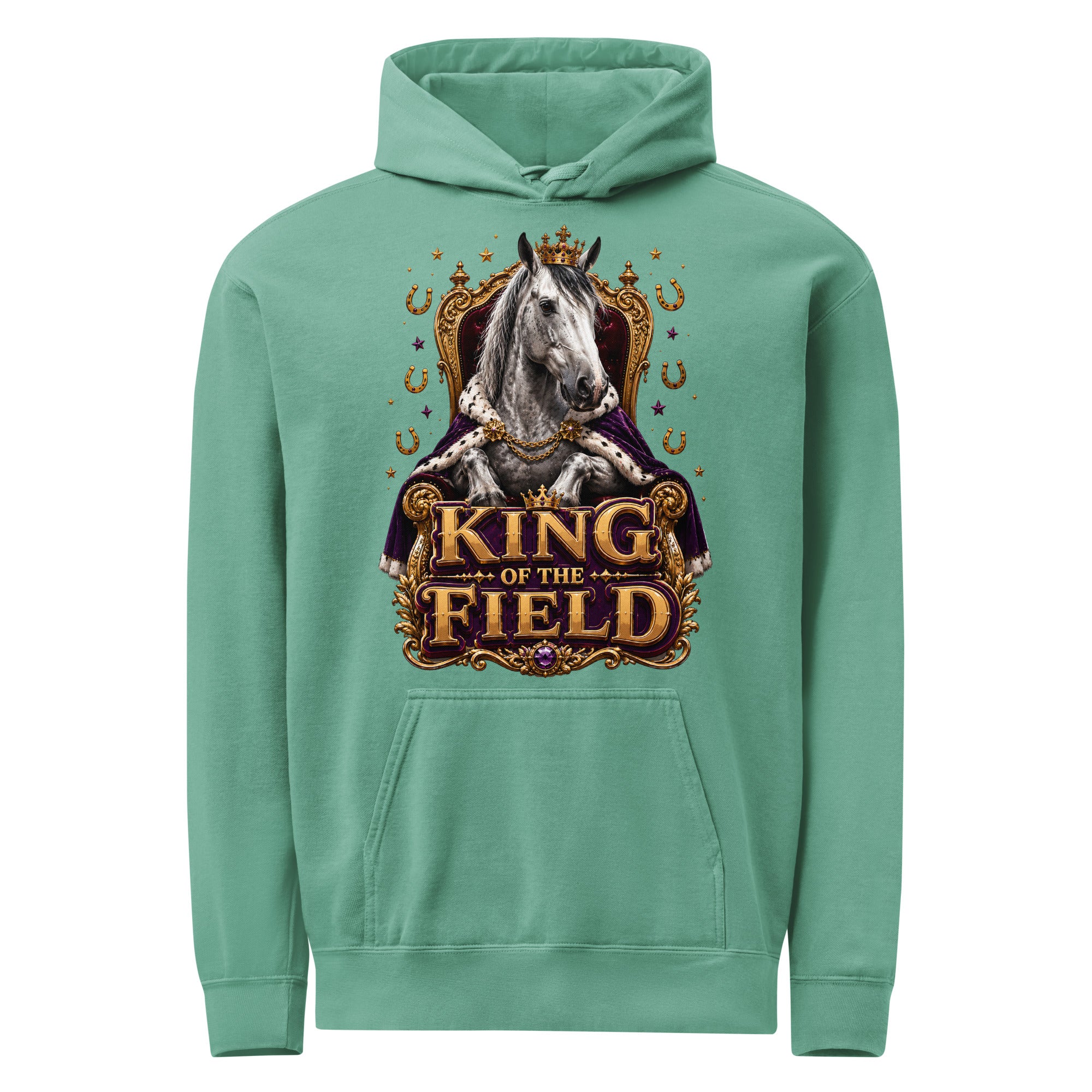 King of the Field Royal Horse Garment-Dyed Heavyweight Hoodie – Ultimate Horse Lovers Edition by printfluence.net
