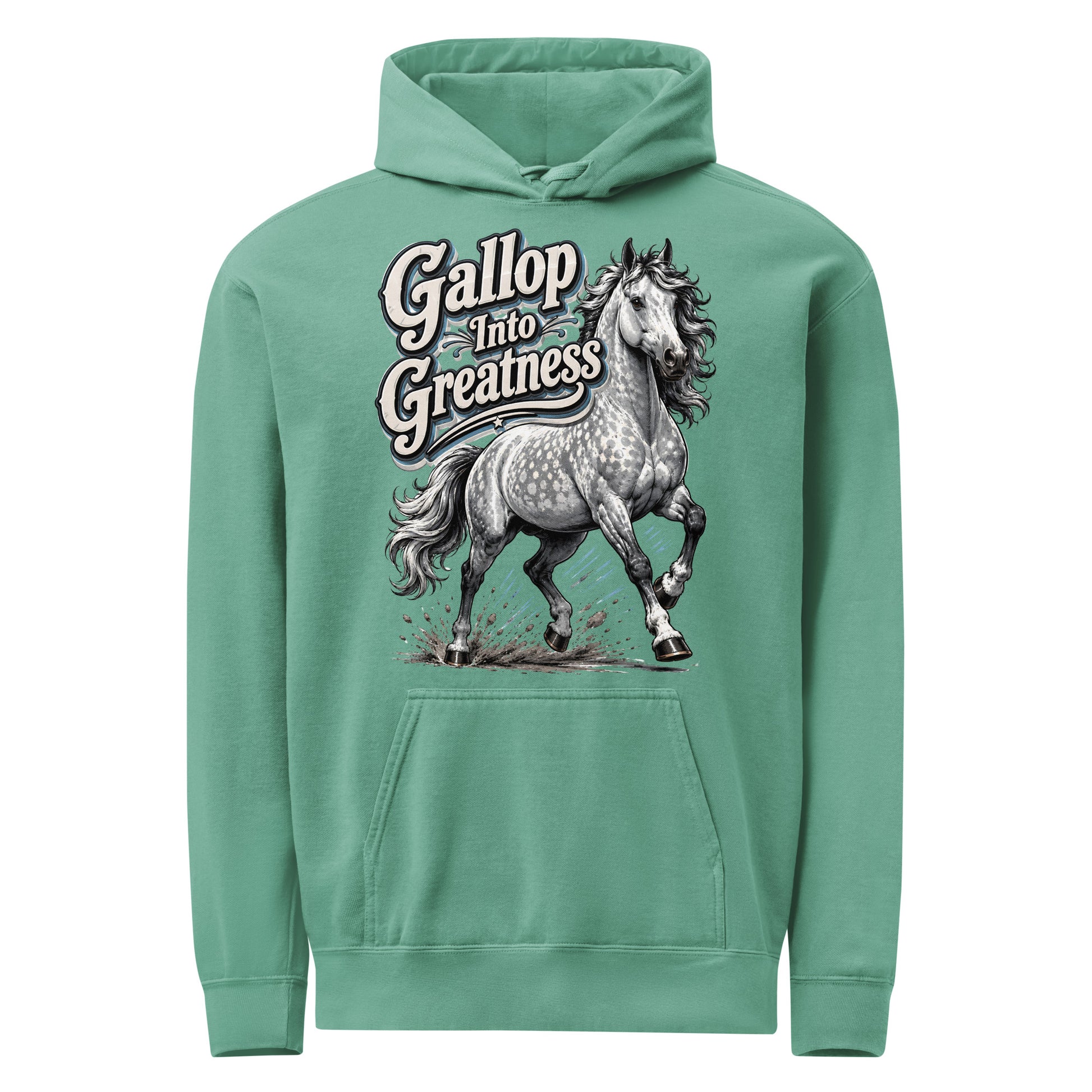 Gallop Into Greatness Horse Garment-Dyed Heavyweight Hoodie – Ultimate Horse Lovers Edition by printfluence.net