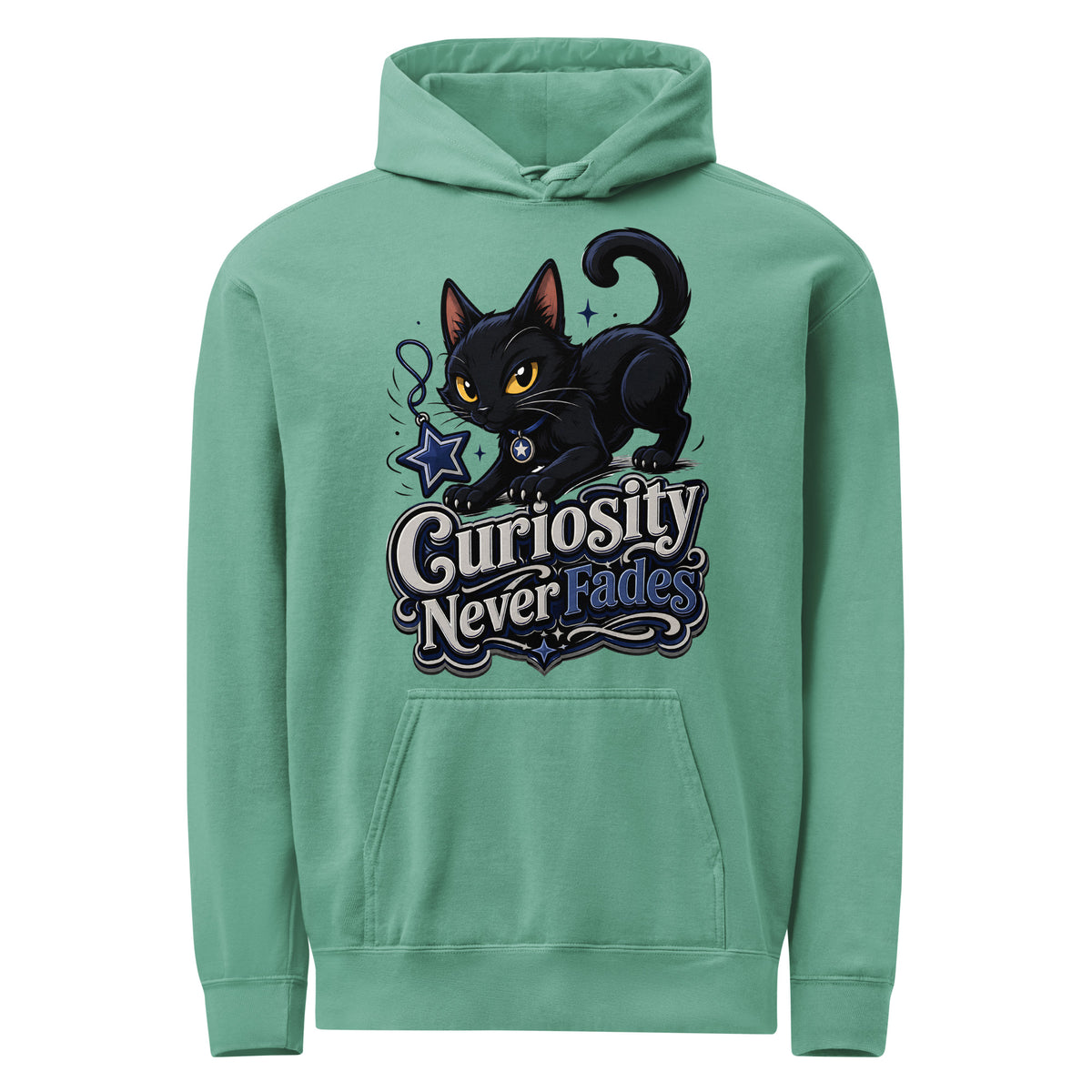 Curiosity Never Fades Cat Lovers Garment Dyed Hoodie by printfluence.net