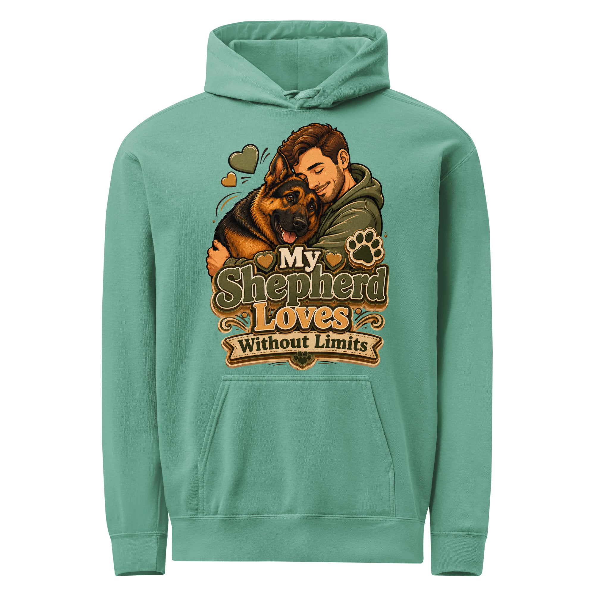 German Shepherd Loves Without Limits Garment-Dyed Hoodie by printfluence.net
