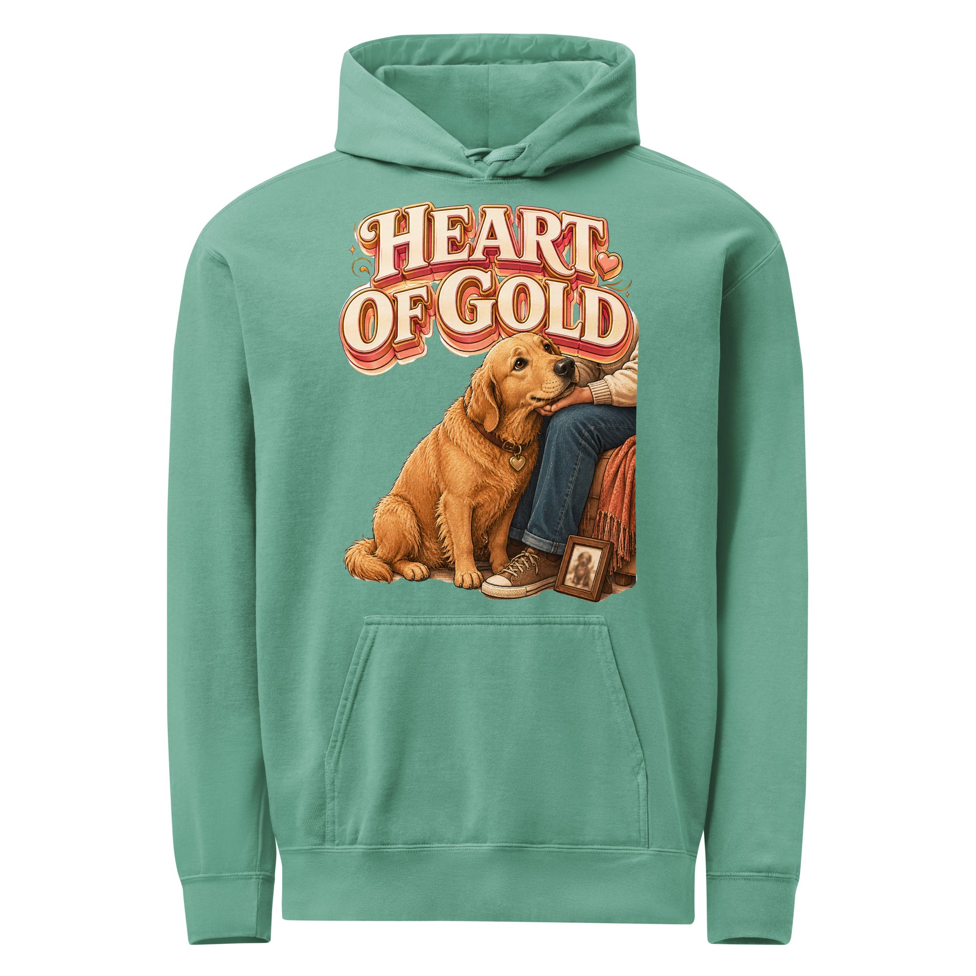 Golden Retriever Lovers Premium Garment-Dyed Hoodie - Heart Of Gold by printfluence.net