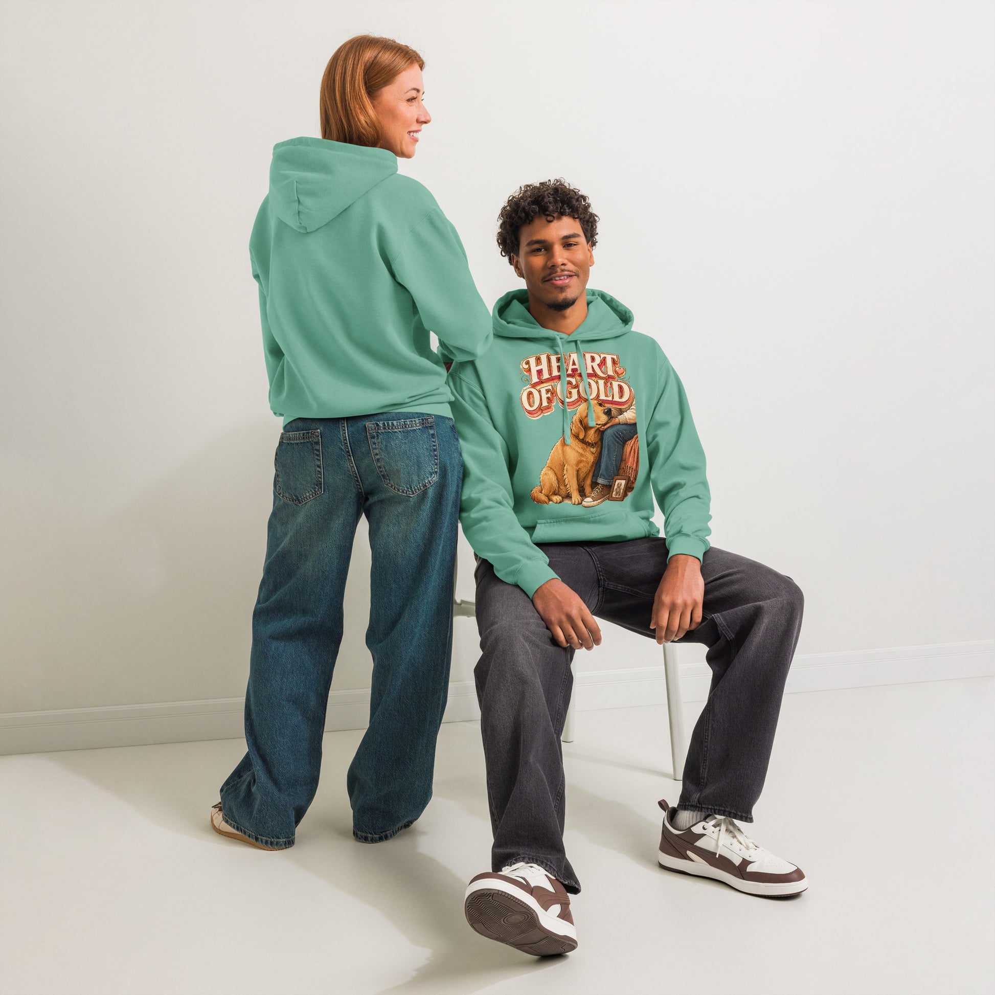 Golden Retriever Lovers Premium Garment-Dyed Hoodie - Heart Of Gold by printfluence.net