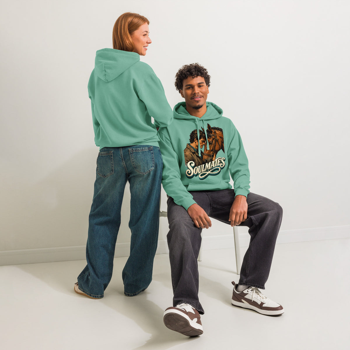 Soulmates Horse Garment-Dyed Hoodie - Horse Lovers Edition by printfluence.net
