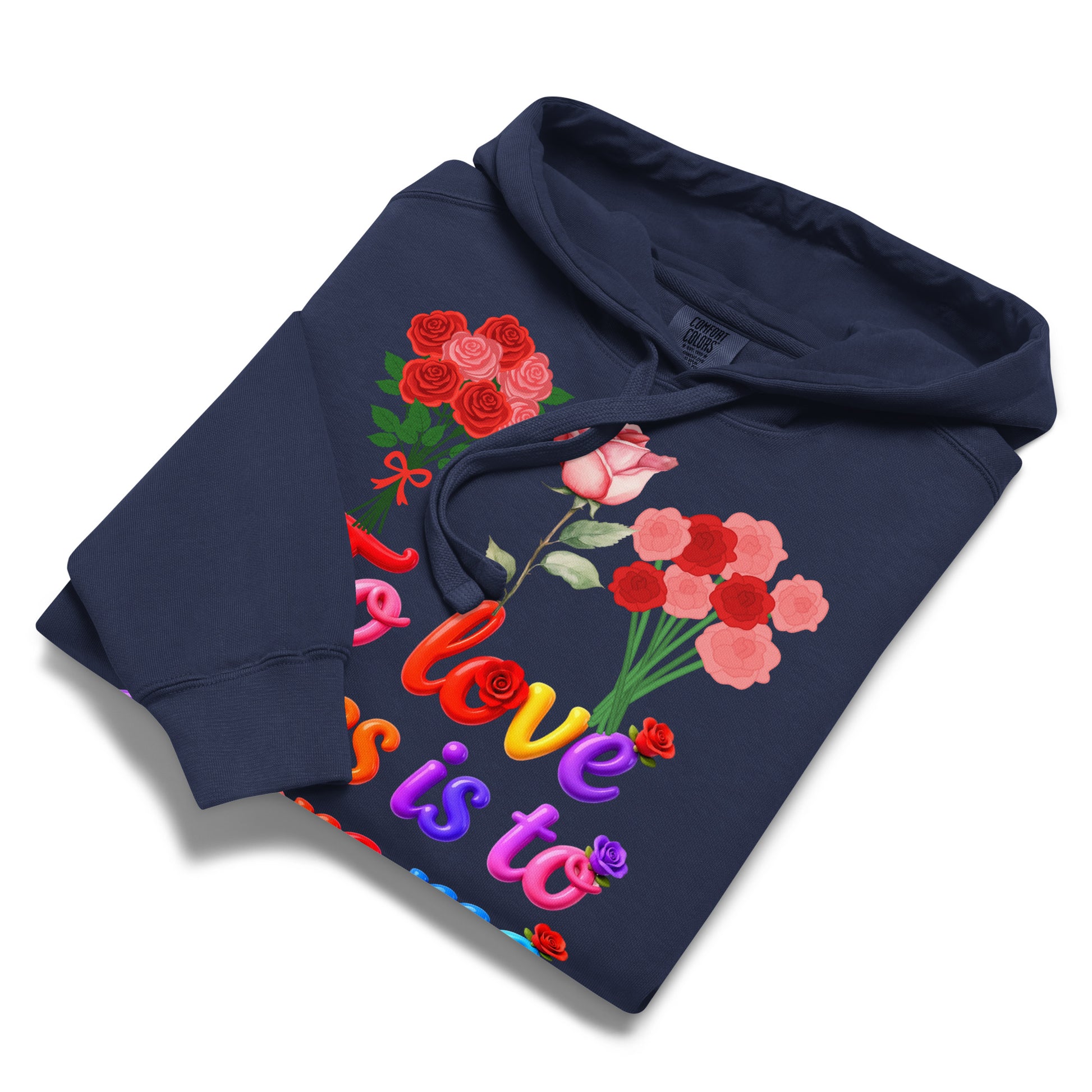 Unisex garment-dyed hoodie - Elite Rose Love Hoodie – Luxury for Visionary Tastemakers by printfluence.net