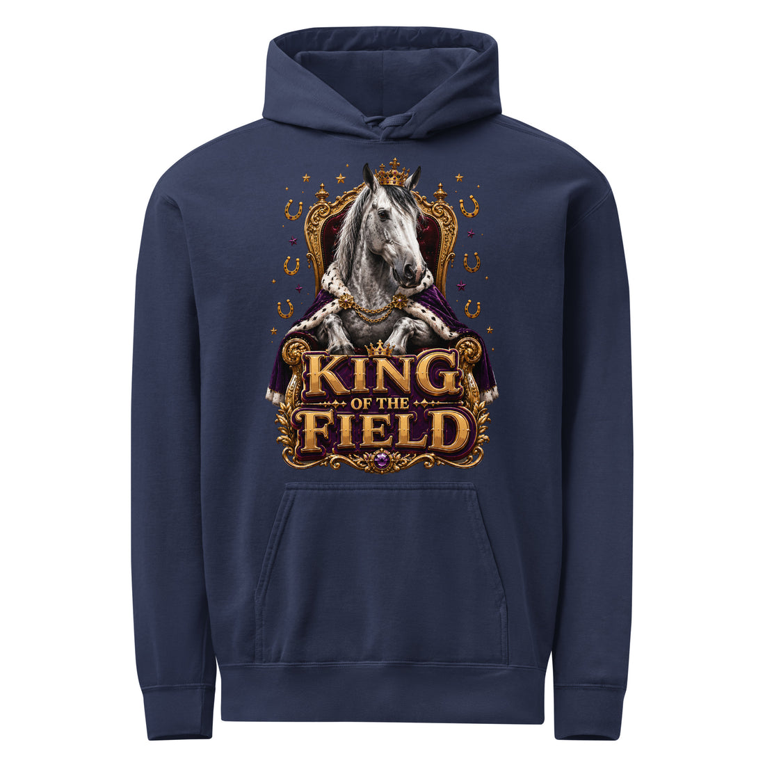 King of the Field Royal Horse Garment-Dyed Heavyweight Hoodie – Ultimate Horse Lovers Edition by printfluence.net