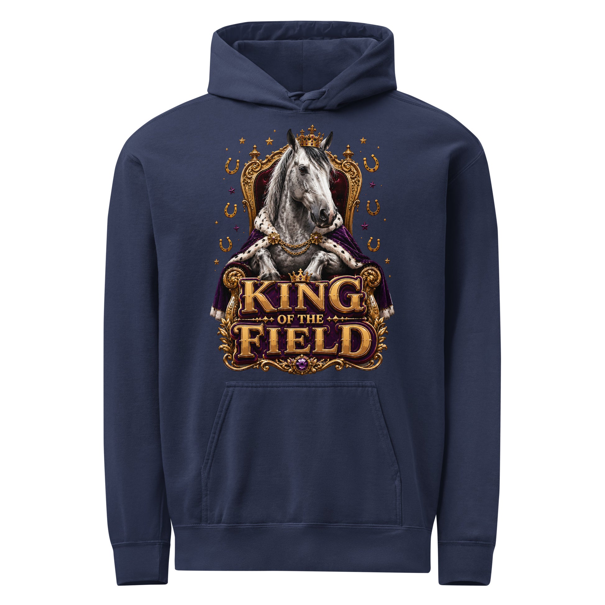 King of the Field Royal Horse Garment-Dyed Heavyweight Hoodie – Ultimate Horse Lovers Edition by printfluence.net